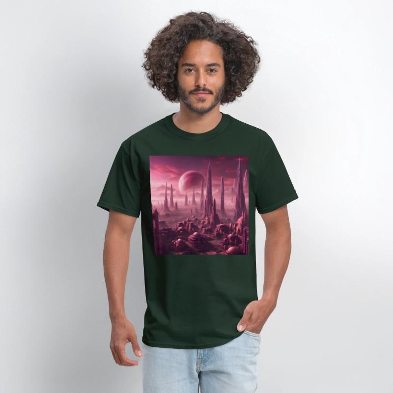 Futuristic Alien Skyline in Pink Hues