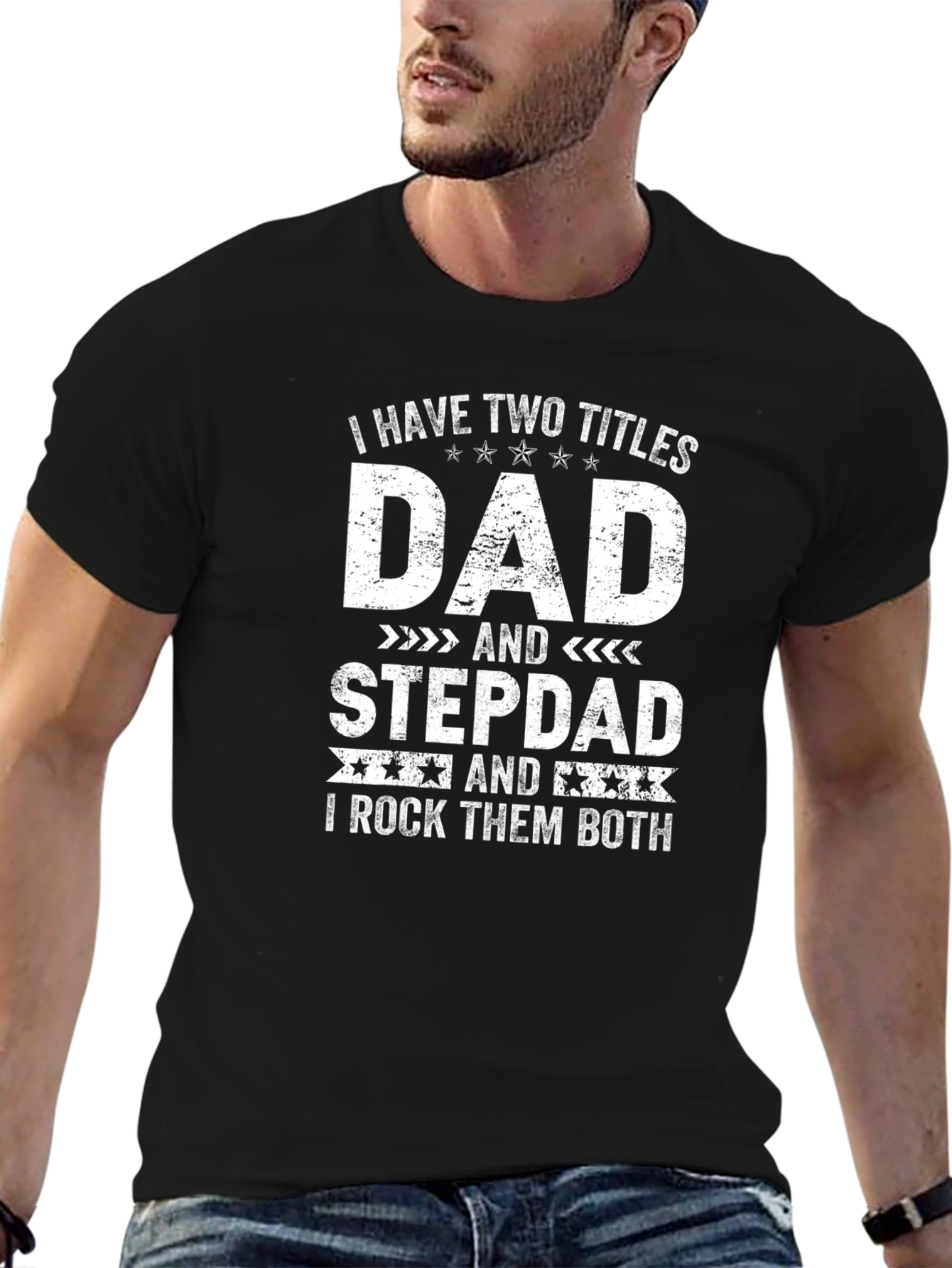 Two Titles Dad & Stepdad Black Tee