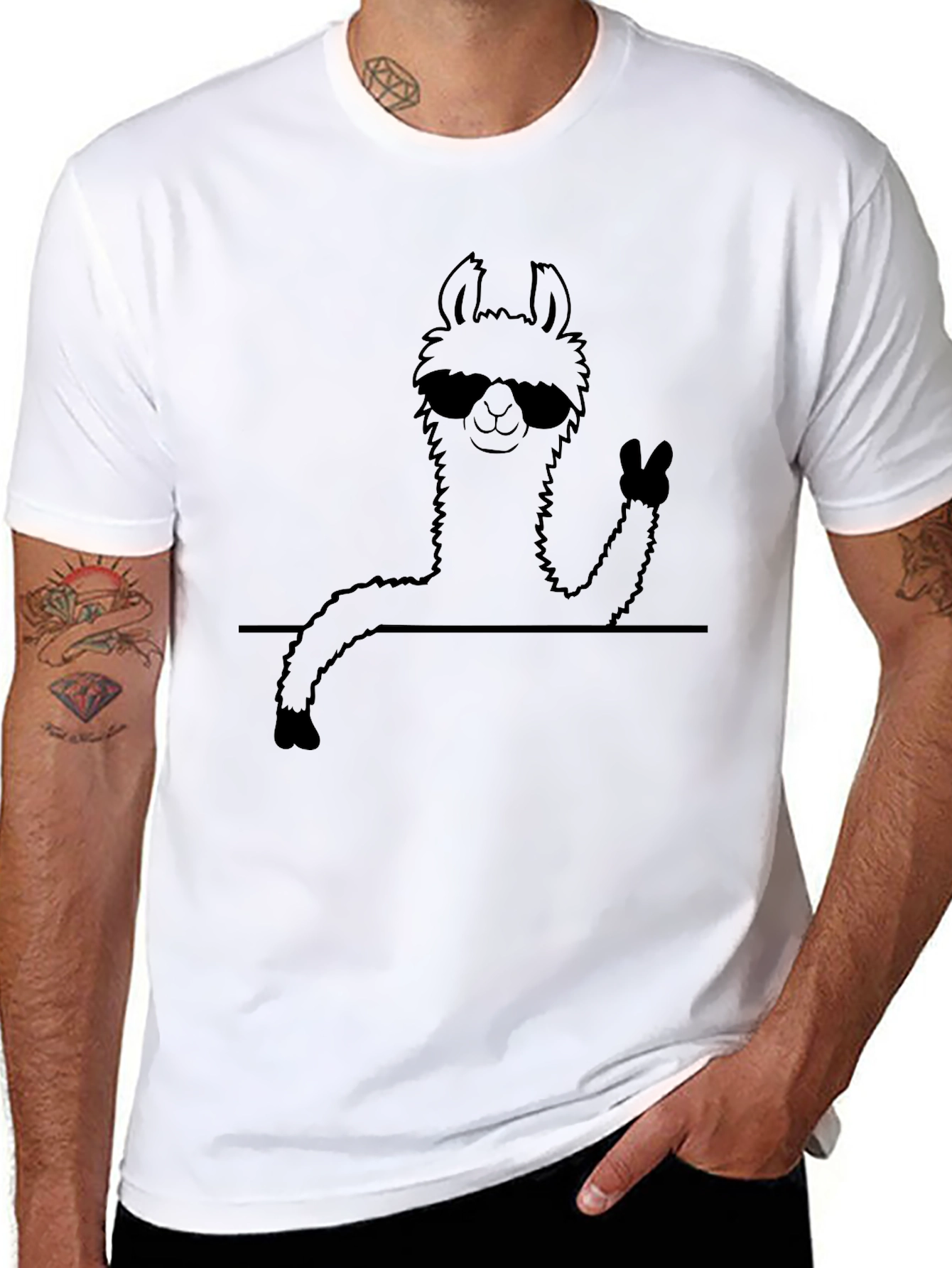 Cool Llama Graphic T-Shirt - Black