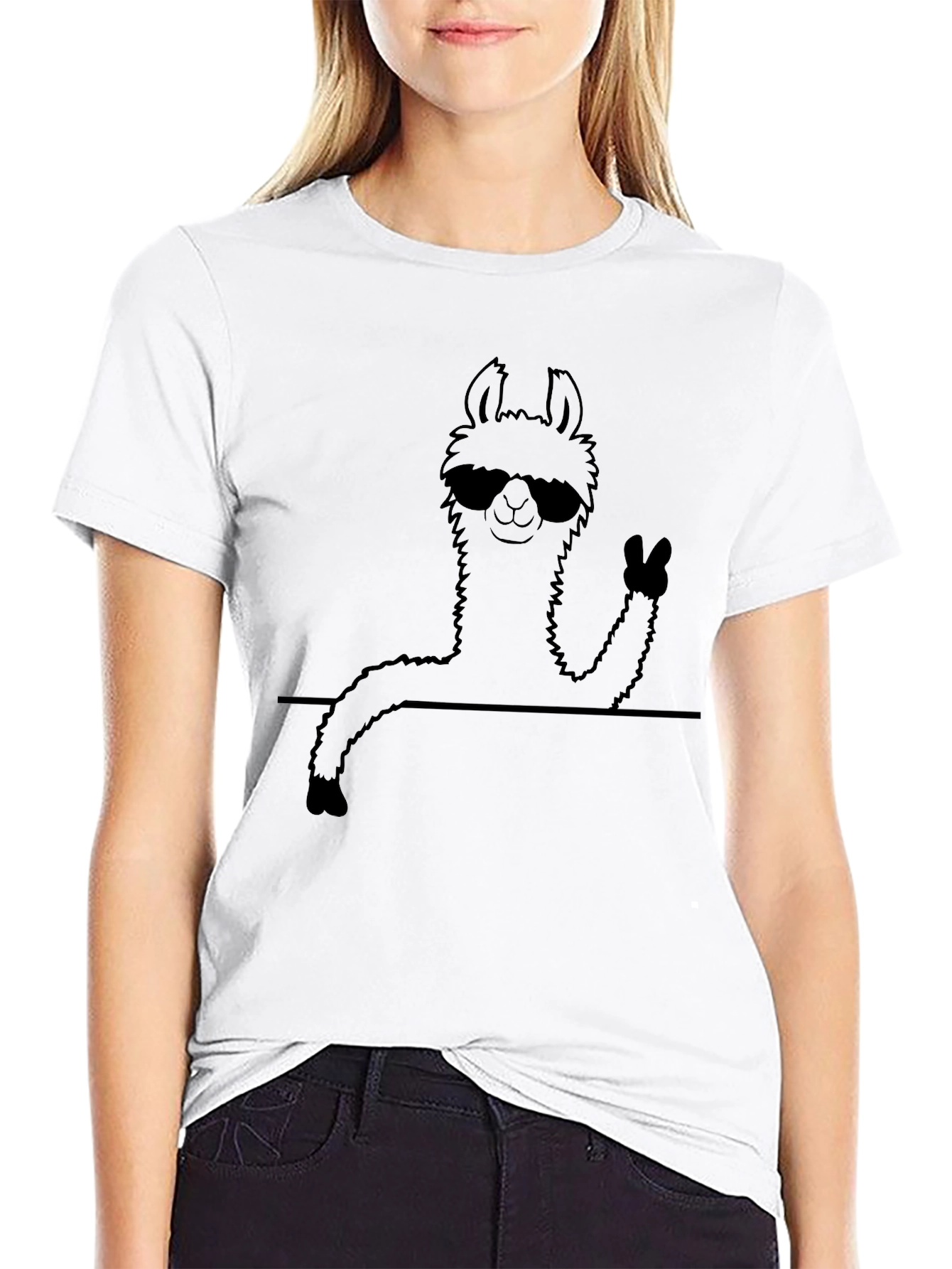 Cool Llama Graphic T-Shirt - Black