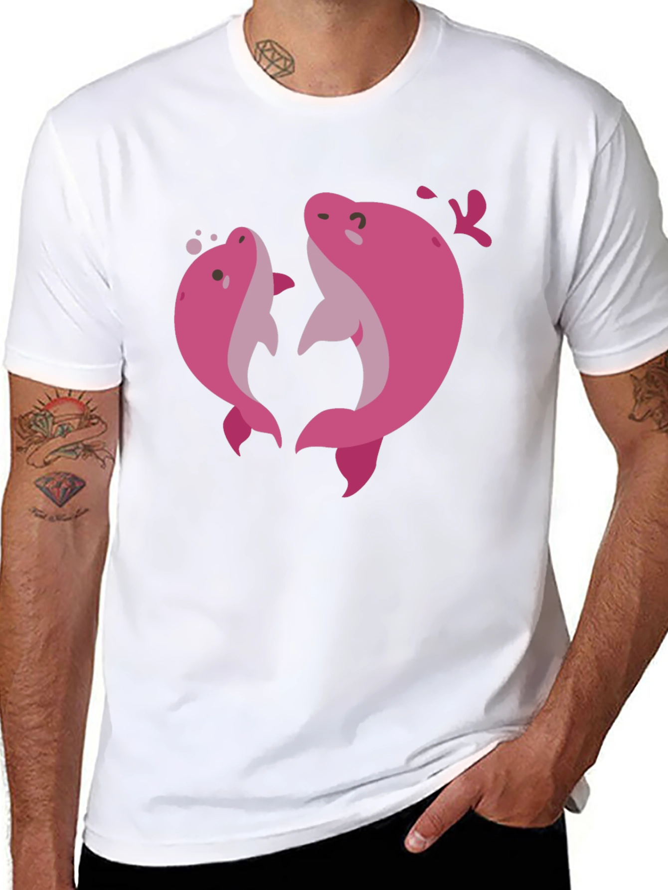 Pink Dolphin Graphic Black T-Shirt
