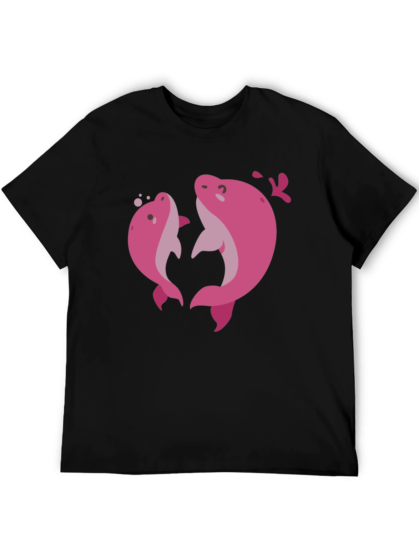 Pink Dolphin Graphic Black T-Shirt