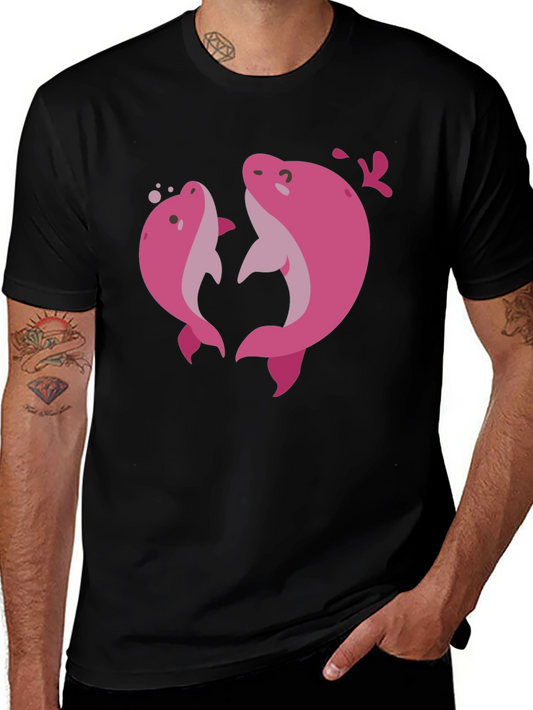 Pink Dolphin Graphic Black T-Shirt