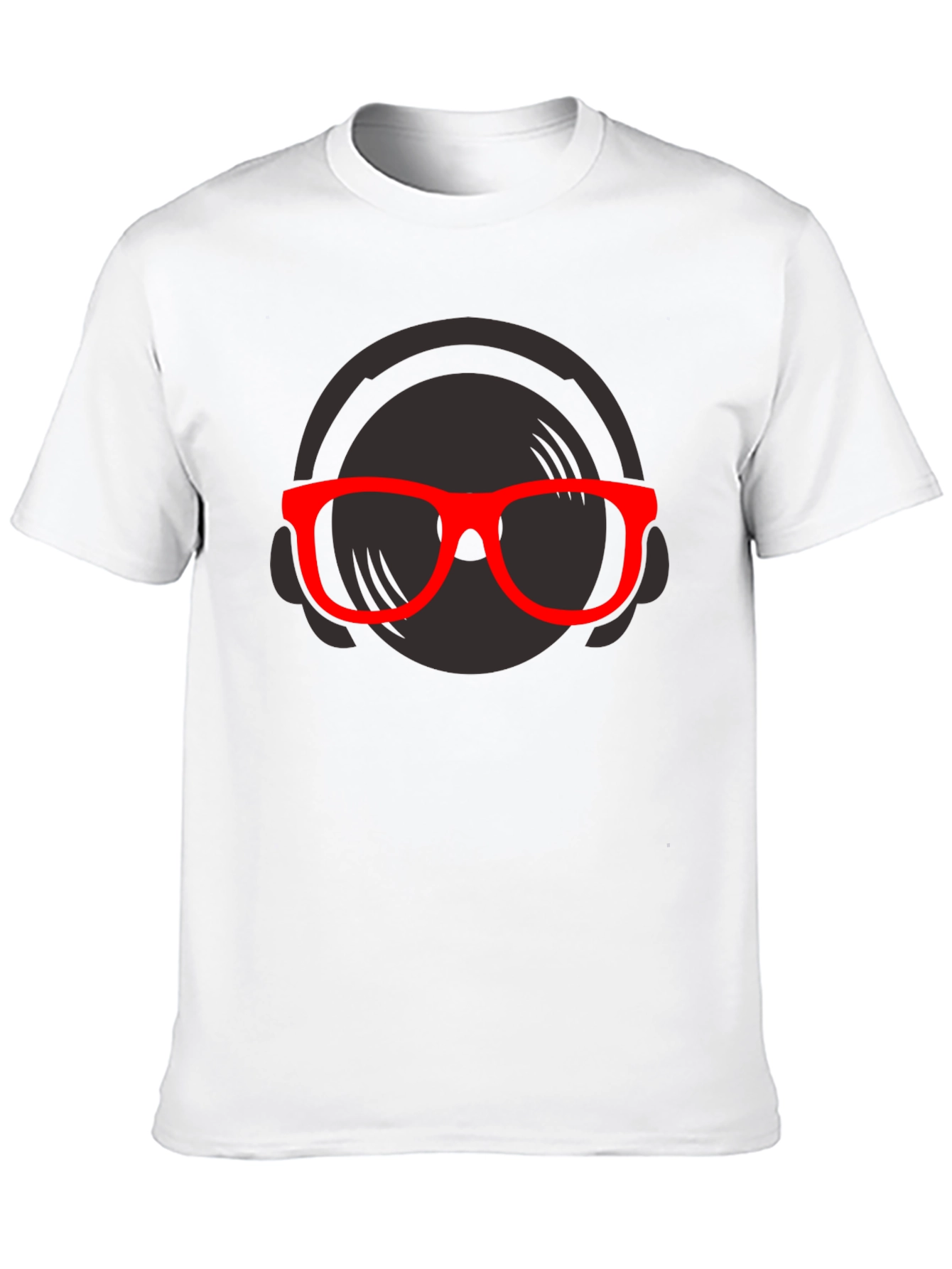 DJ Graphic T-Shirt - Black Tee Red Glasses