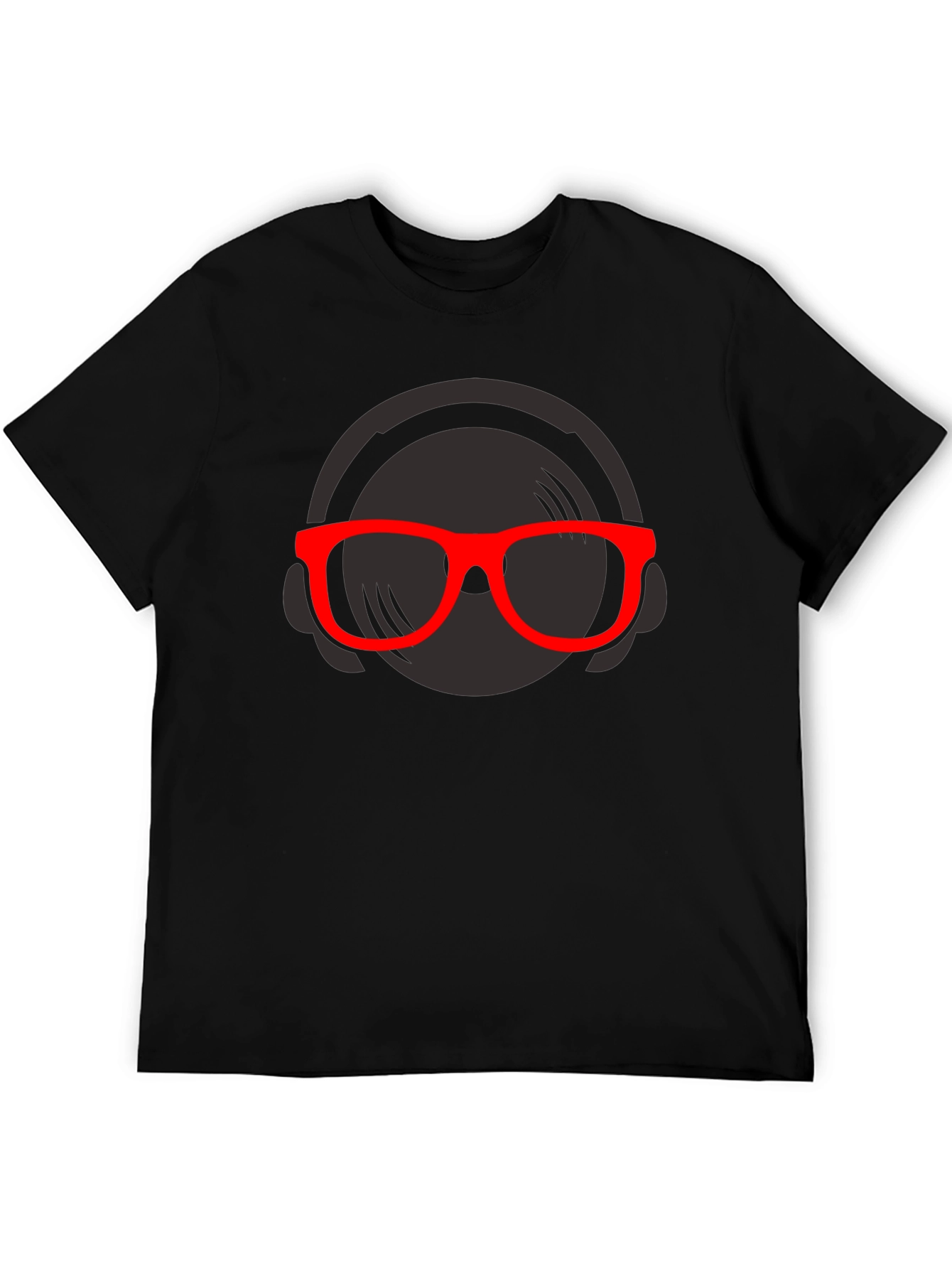DJ Graphic T-Shirt - Black Tee Red Glasses