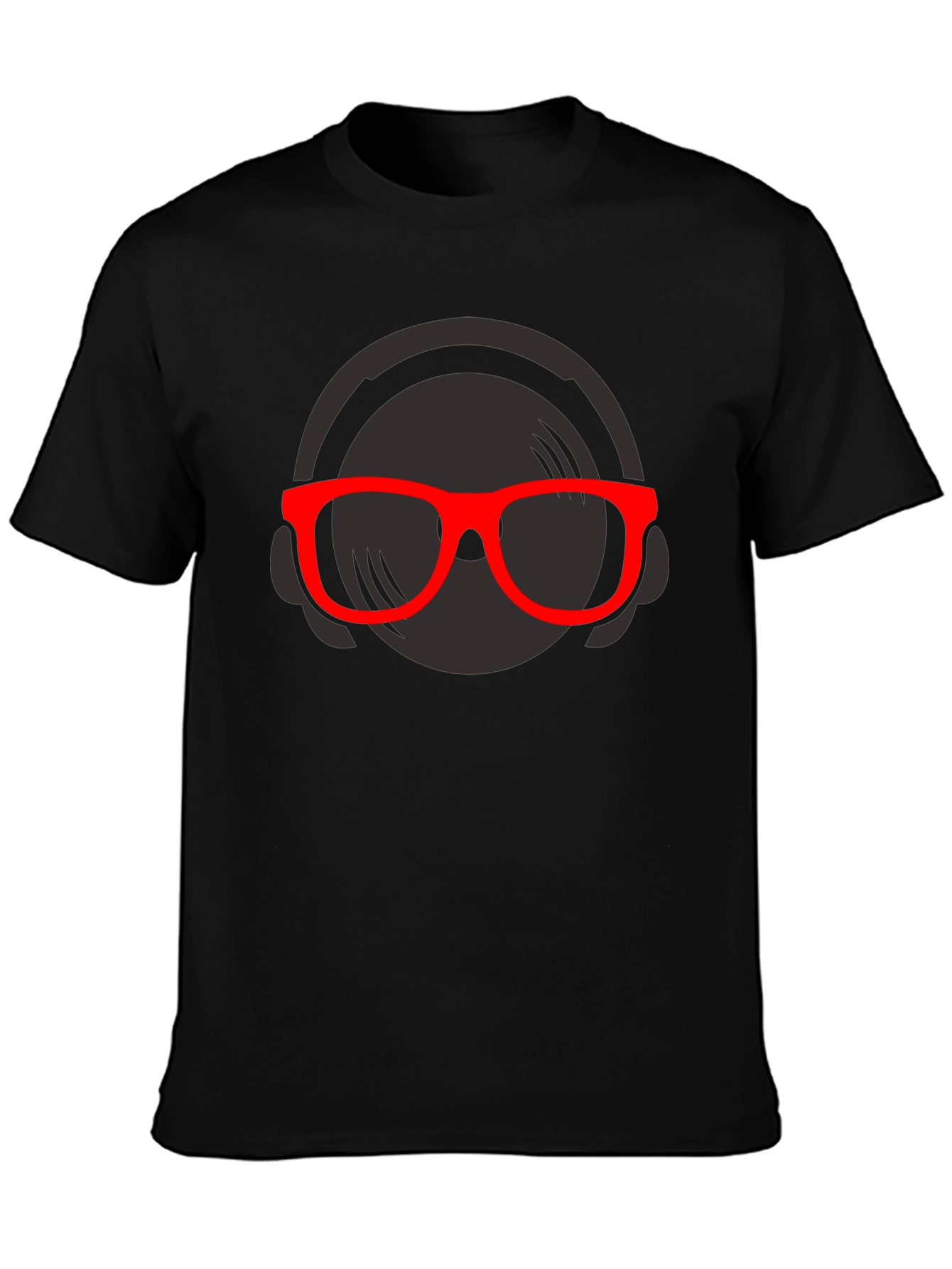 DJ Graphic T-Shirt - Black Tee Red Glasses