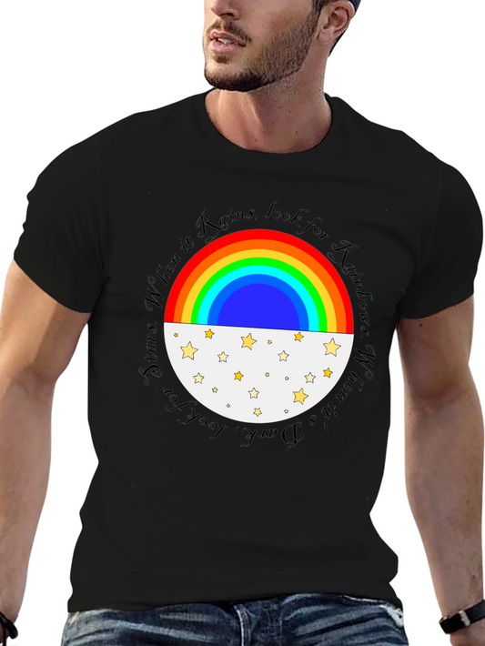 Rainbow and Stars Graphic Tee - Inspirational Design