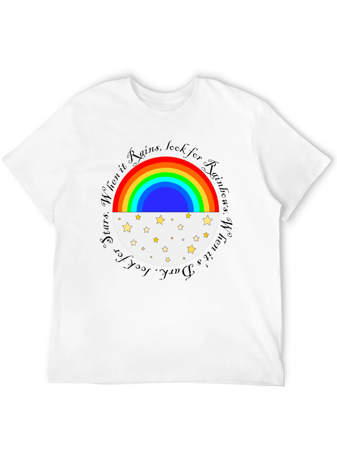 Rainbow and Stars Graphic Tee - Inspirational Design