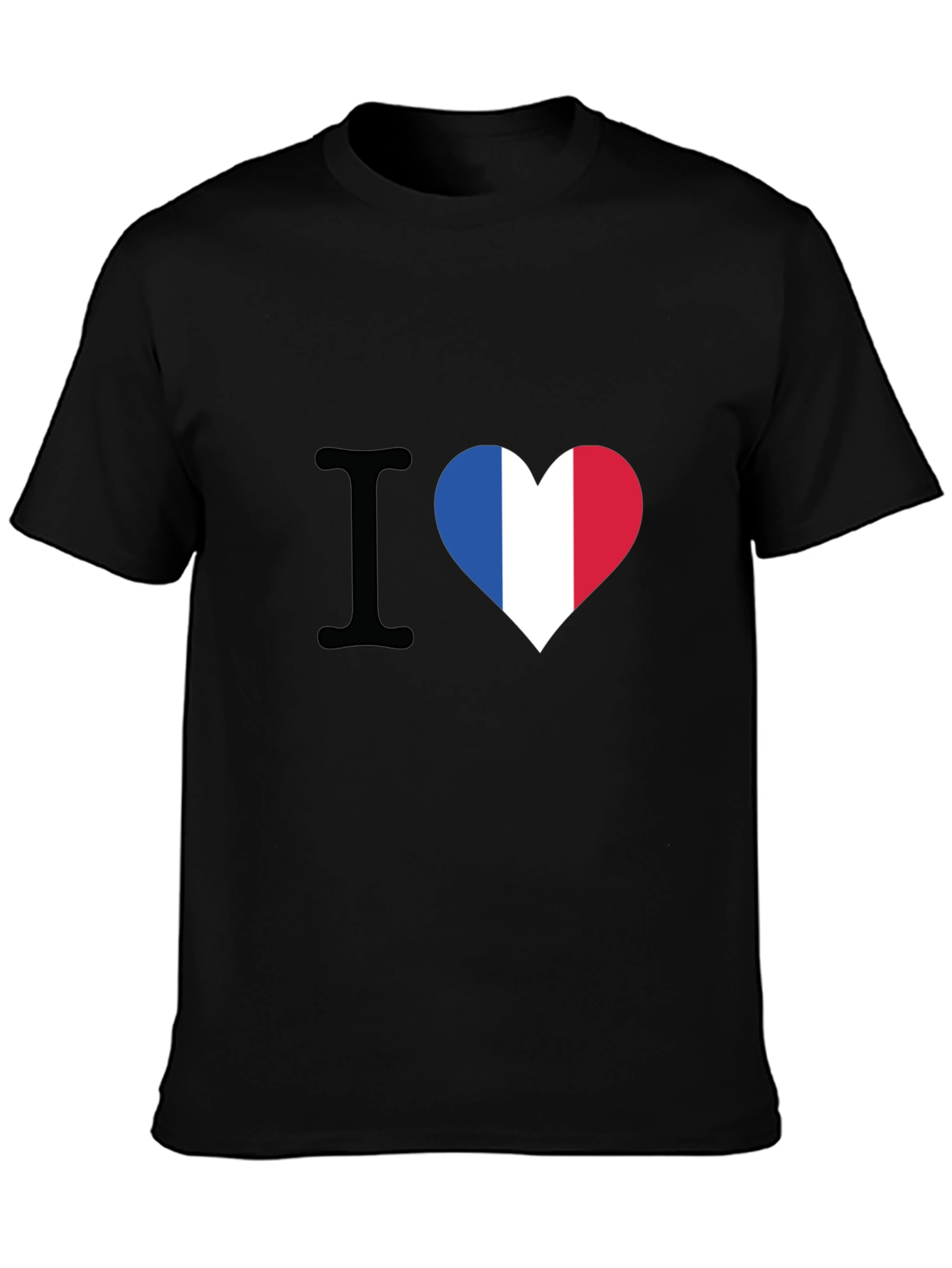 I Heart France T-Shirt - Black Crew Neck Tee