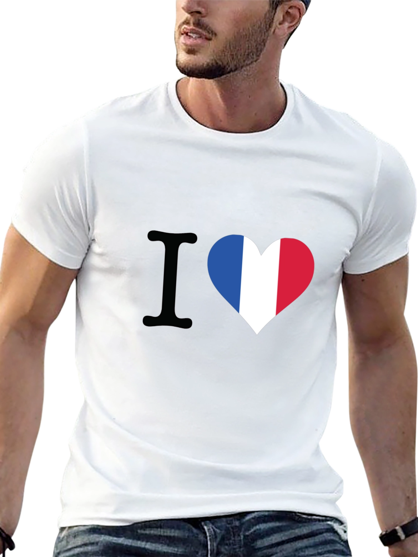 I Heart France T-Shirt - Black Crew Neck Tee