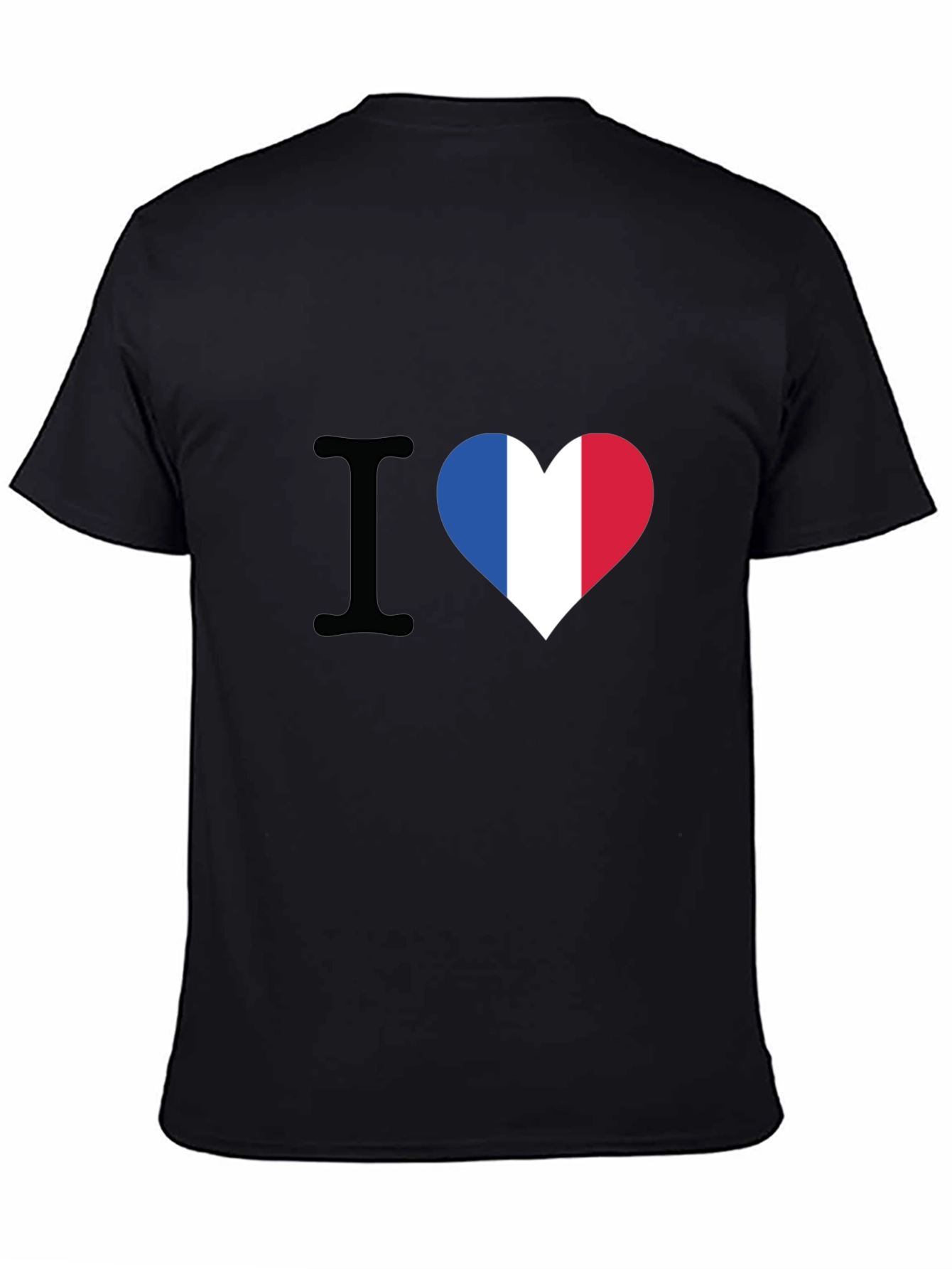 I Heart France T-Shirt - Black Crew Neck Tee