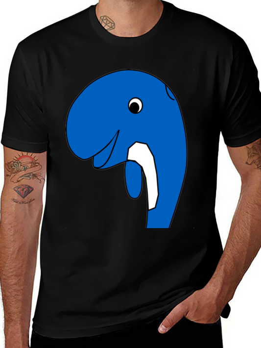 Blue Cartoon Animal Graphic Tee