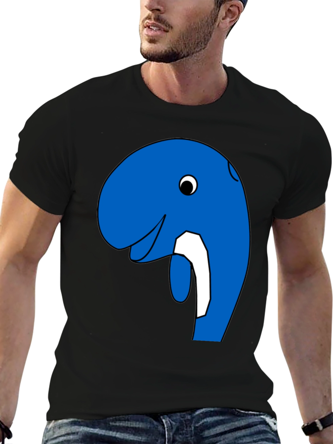 Blue Cartoon Animal Graphic Tee