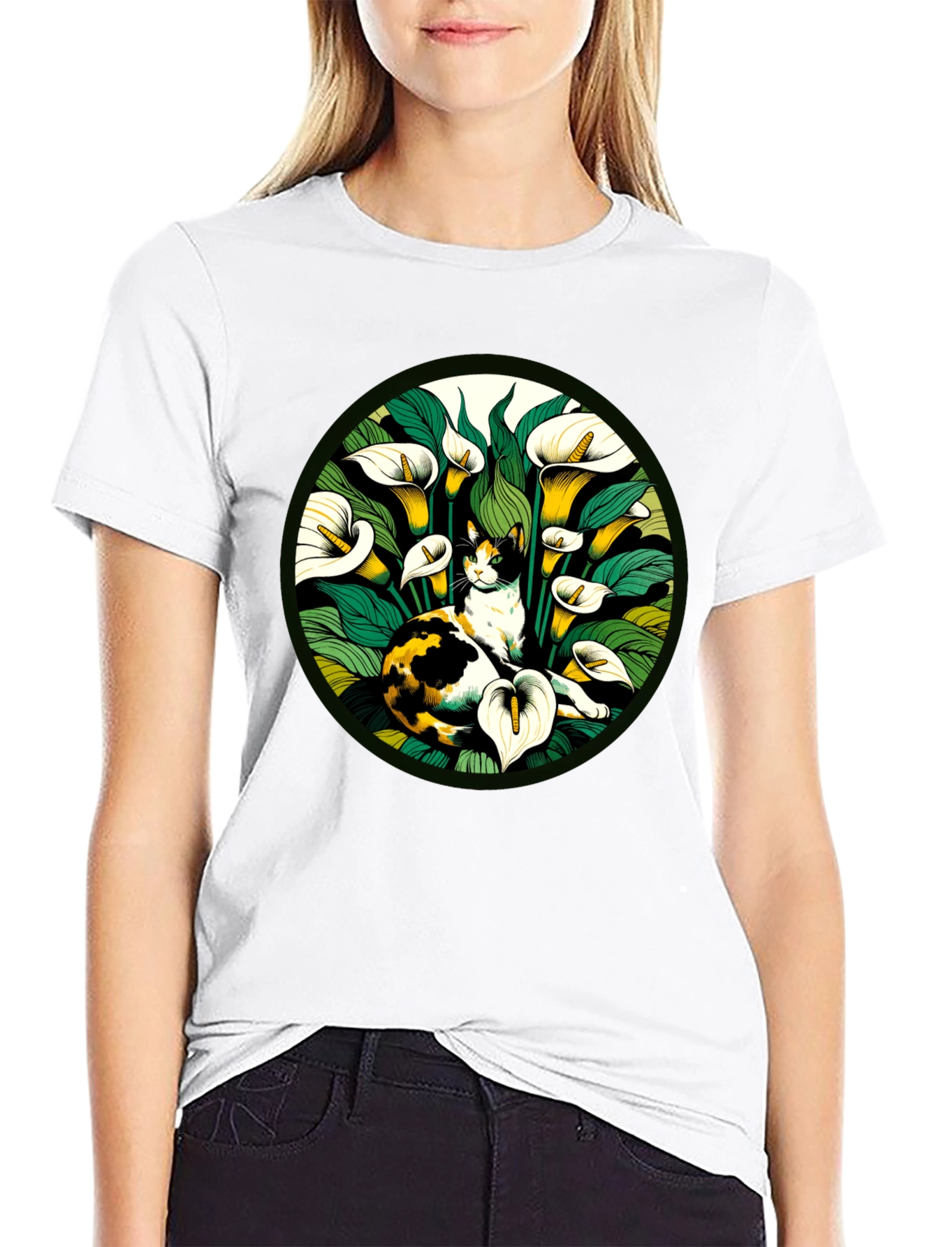 Cat & Calla Lily Graphic Tee