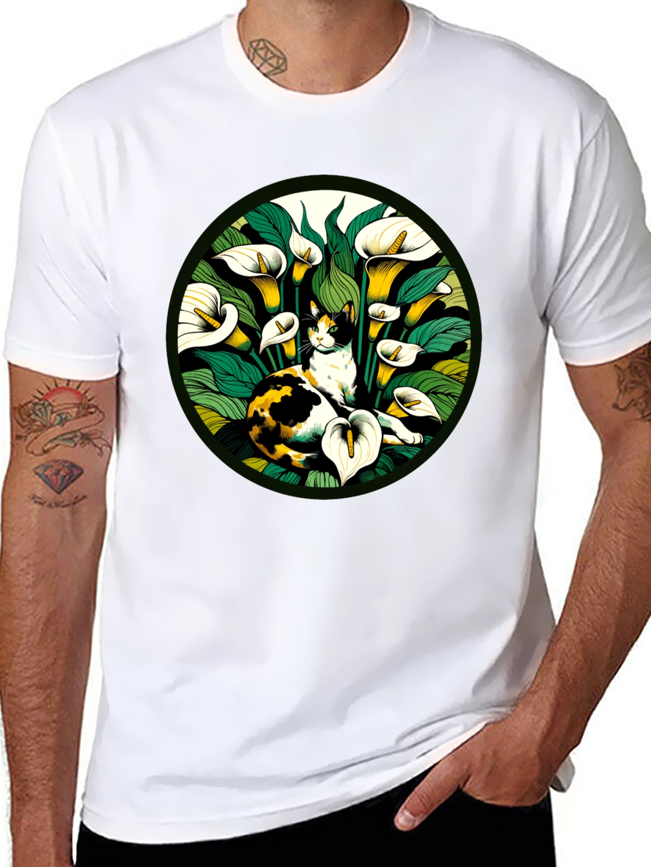 Cat & Calla Lily Graphic Tee