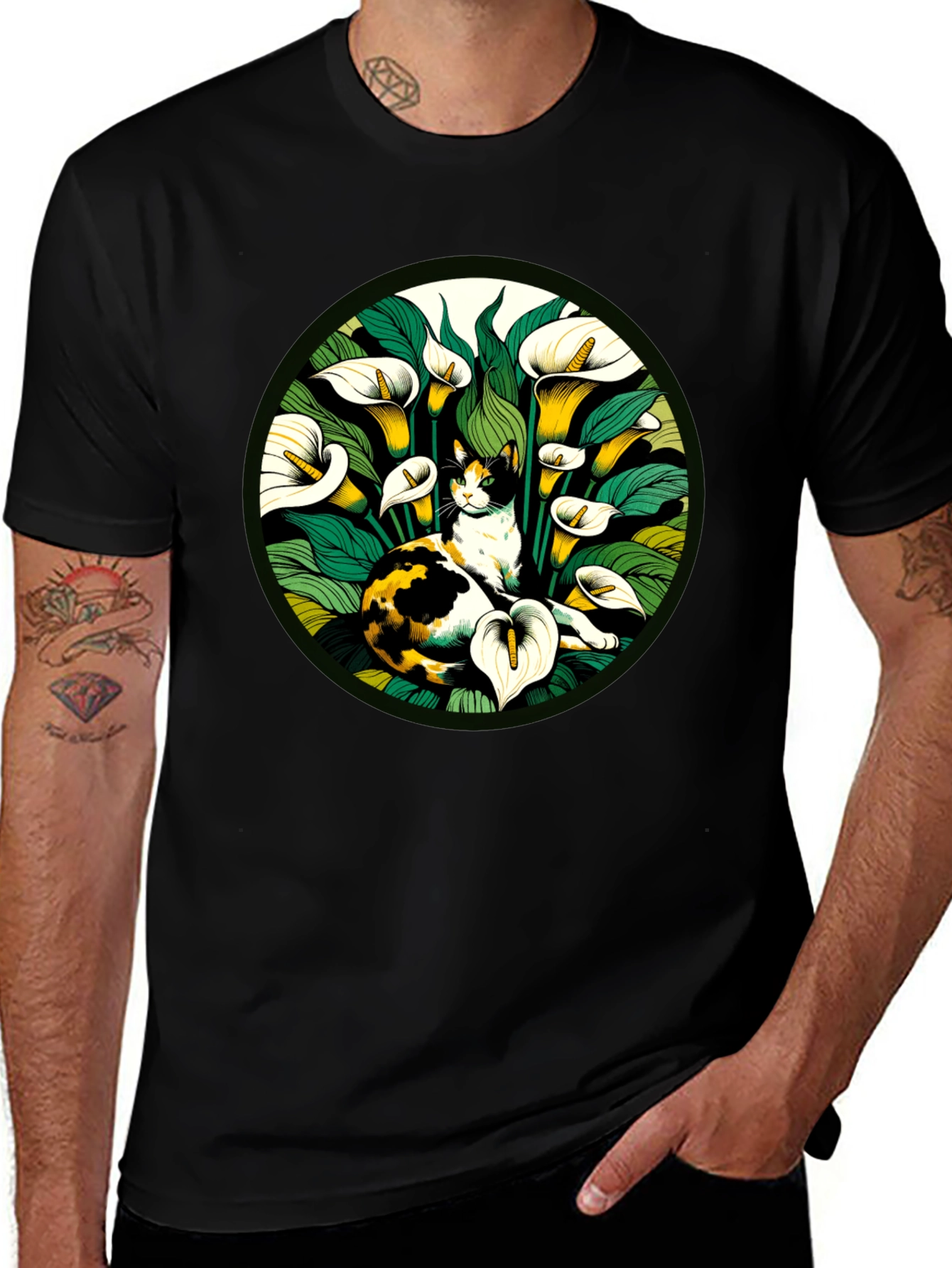 Cat & Calla Lily Graphic Tee