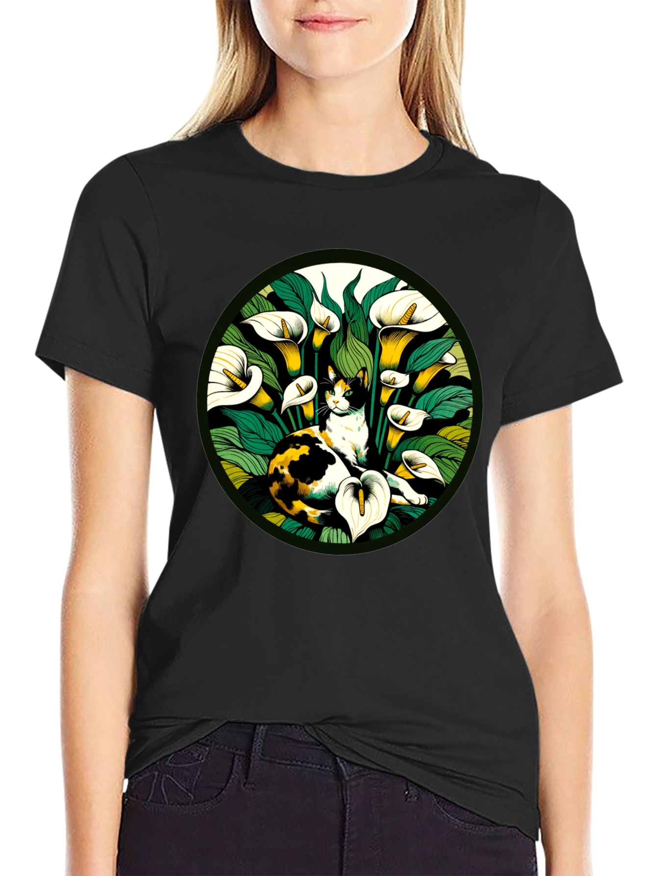 Cat & Calla Lily Graphic Tee