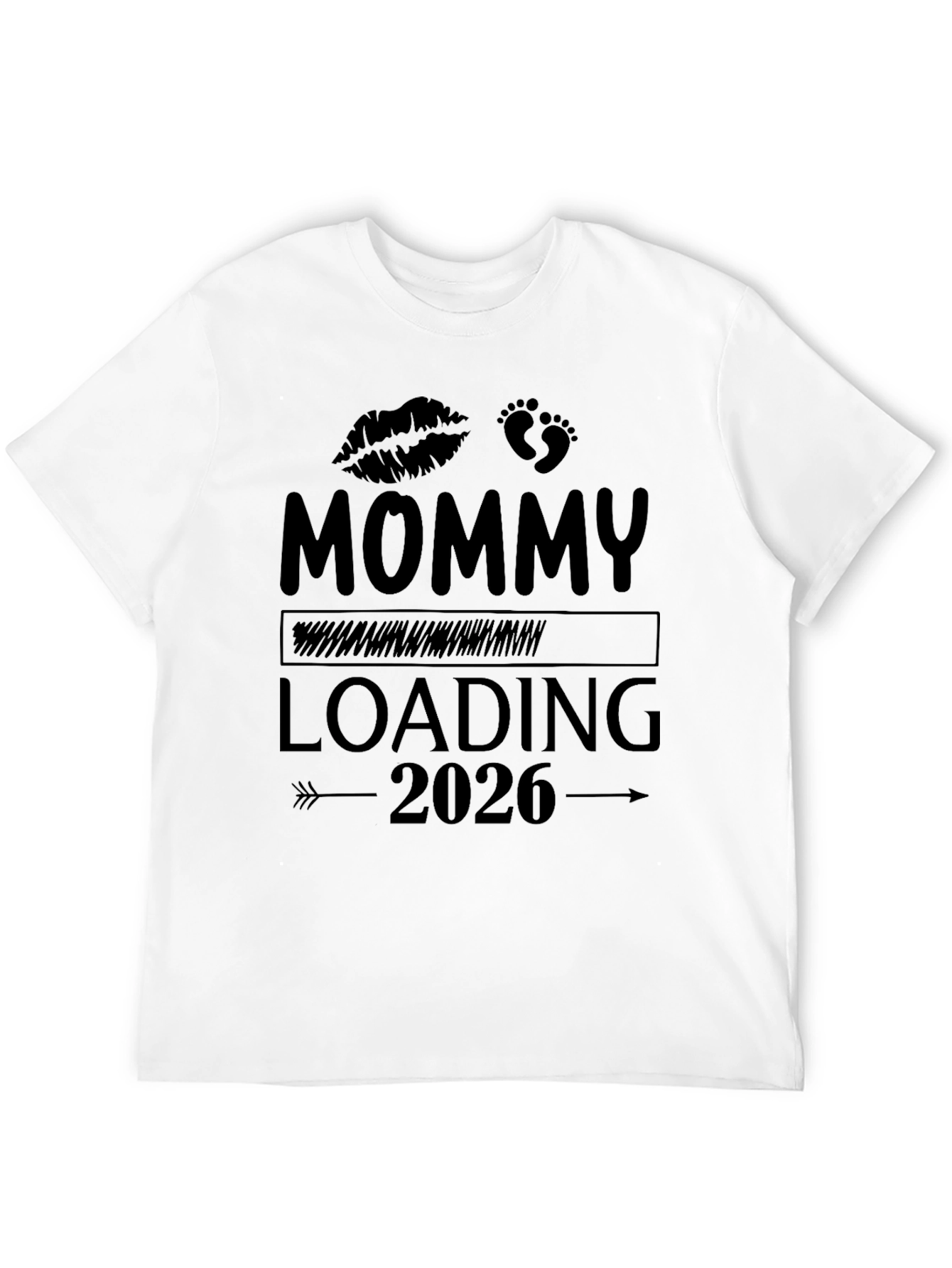 Mommy Loading 2026 Black T-Shirt - Pregnancy Announcement Tee
