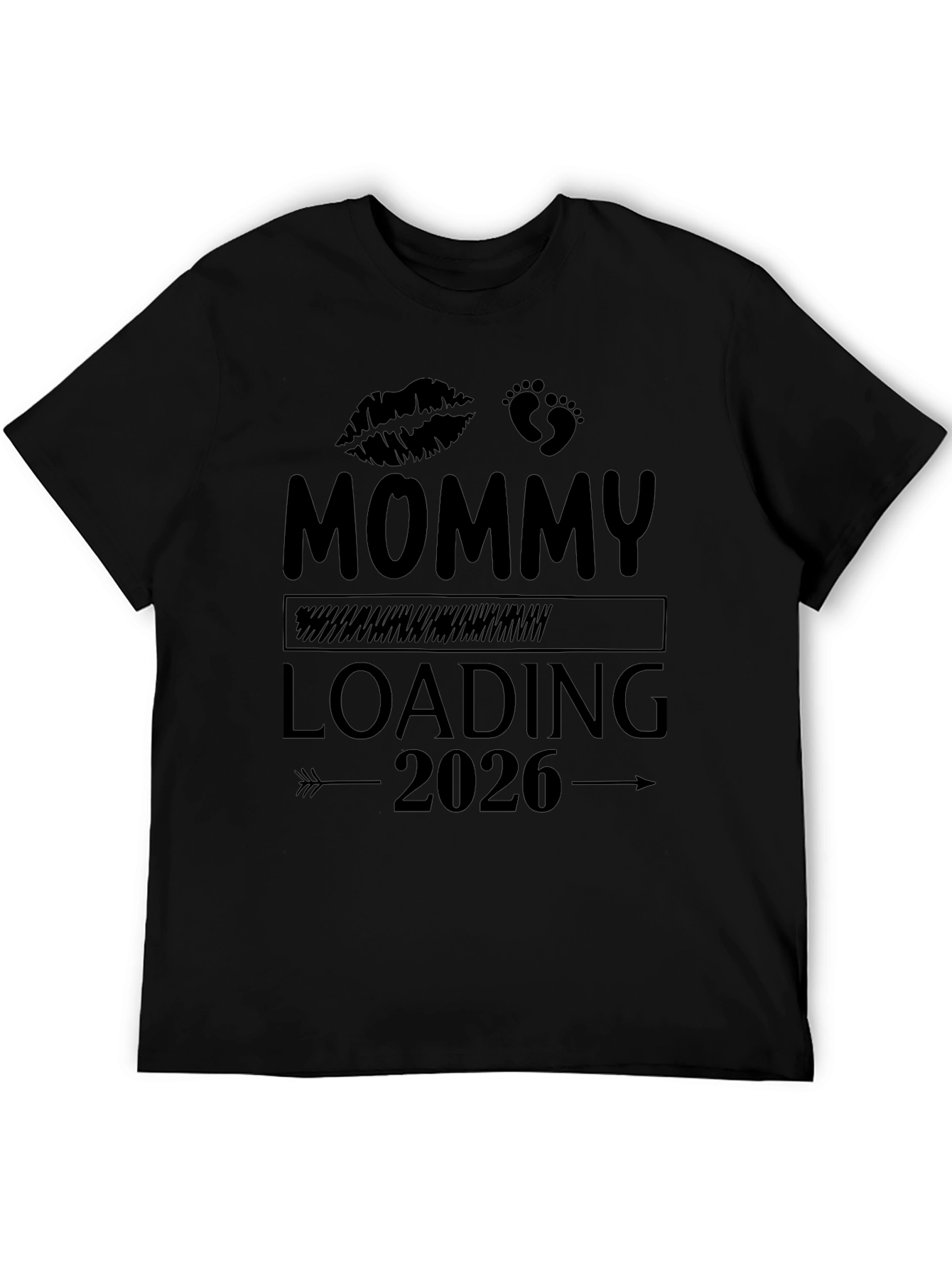 Mommy Loading 2026 Black T-Shirt - Pregnancy Announcement Tee
