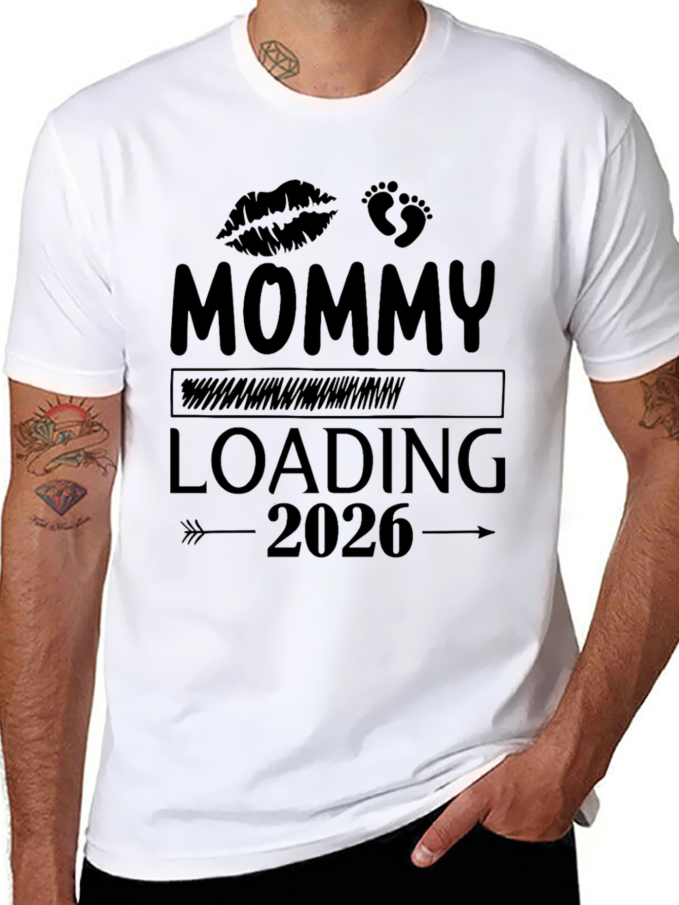 Mommy Loading 2026 Black T-Shirt - Pregnancy Announcement Tee