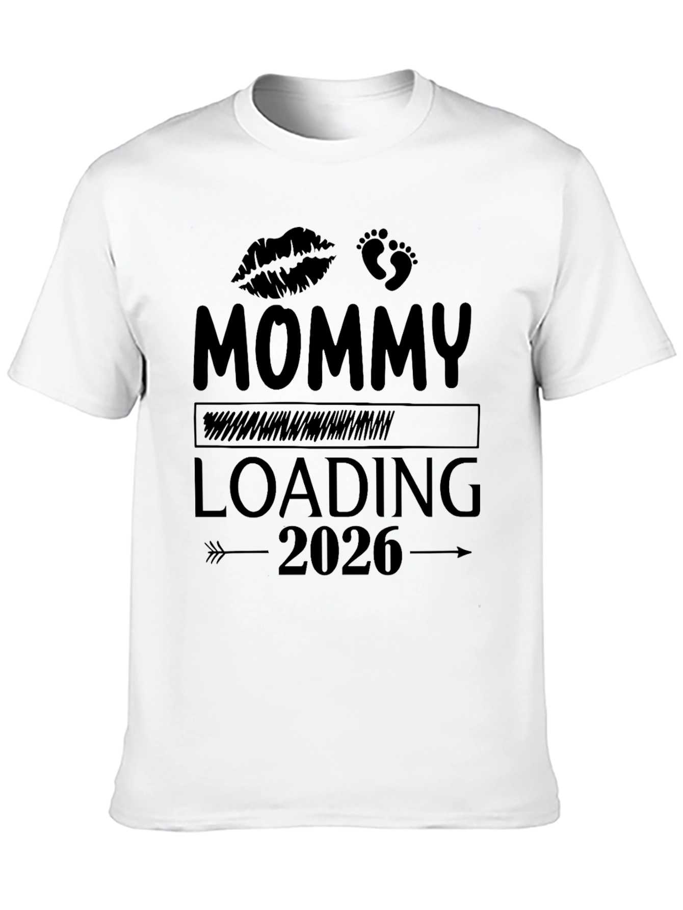 Mommy Loading 2026 Black T-Shirt - Pregnancy Announcement Tee
