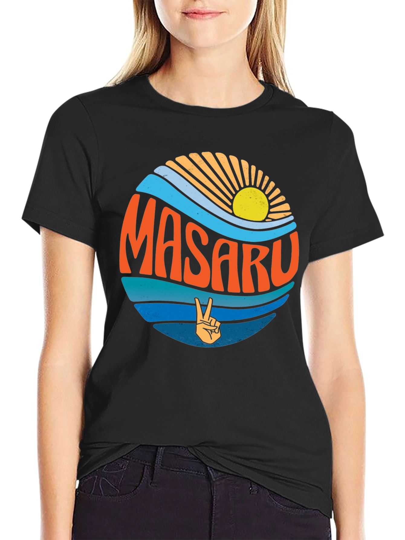 Masaru Peace Sign Graphic Tee - Retro Vibes