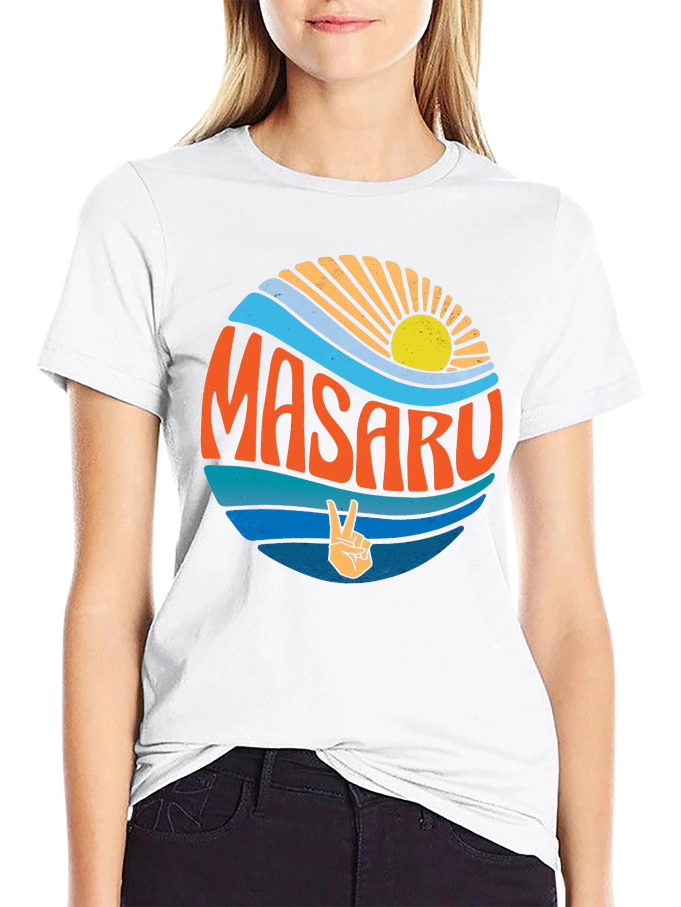 Masaru Peace Sign Graphic Tee - Retro Vibes