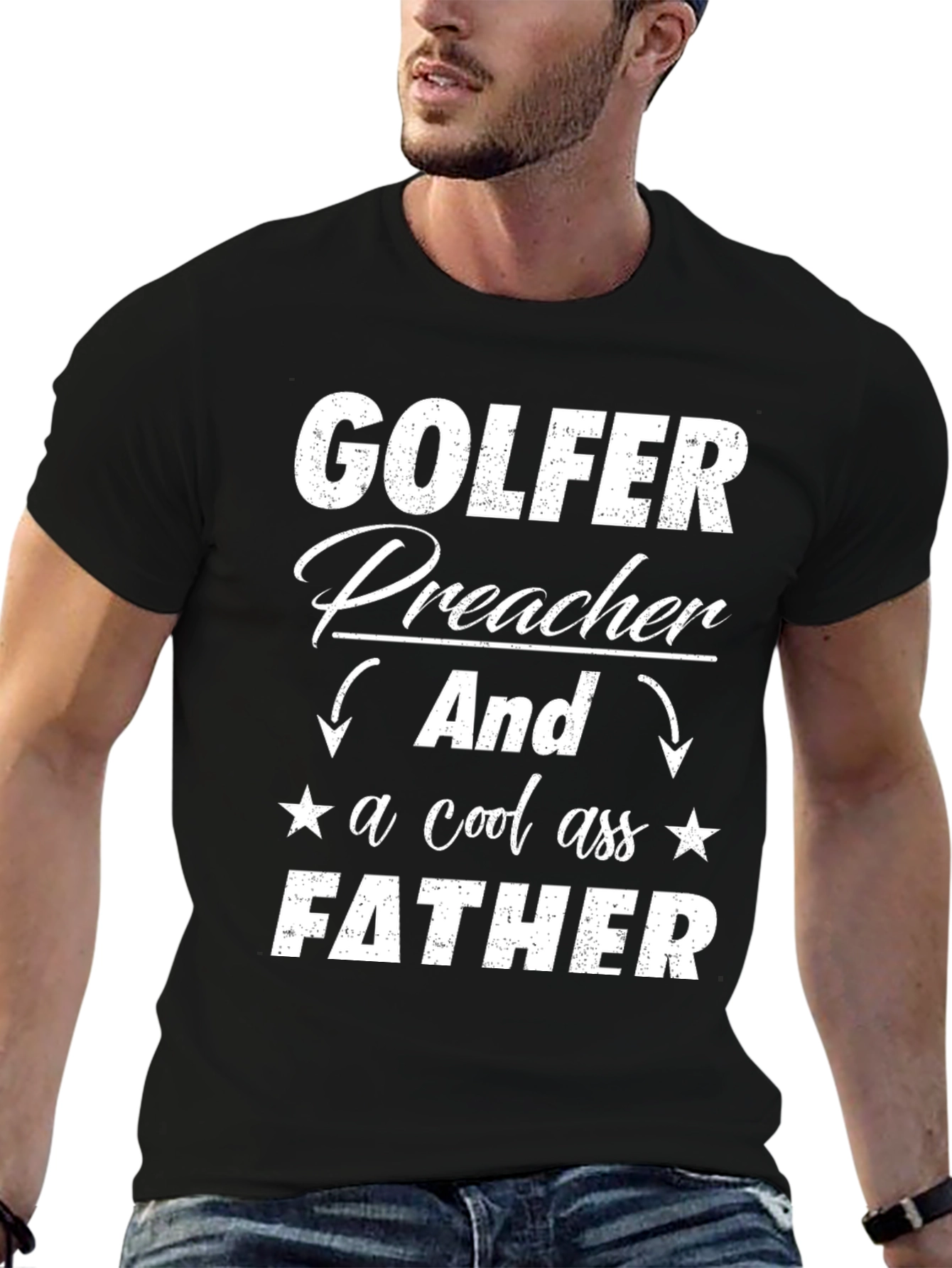 Golfer Preacher Father T-Shirt - Cool Dad Tee