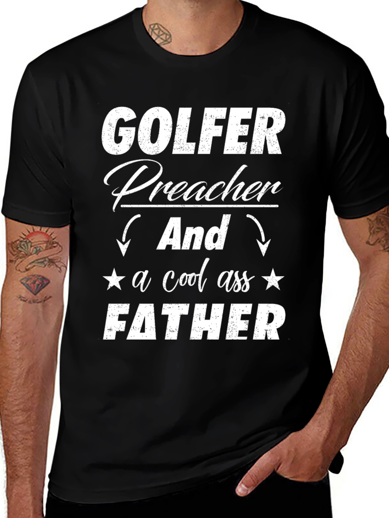 Golfer Preacher Father T-Shirt - Cool Dad Tee