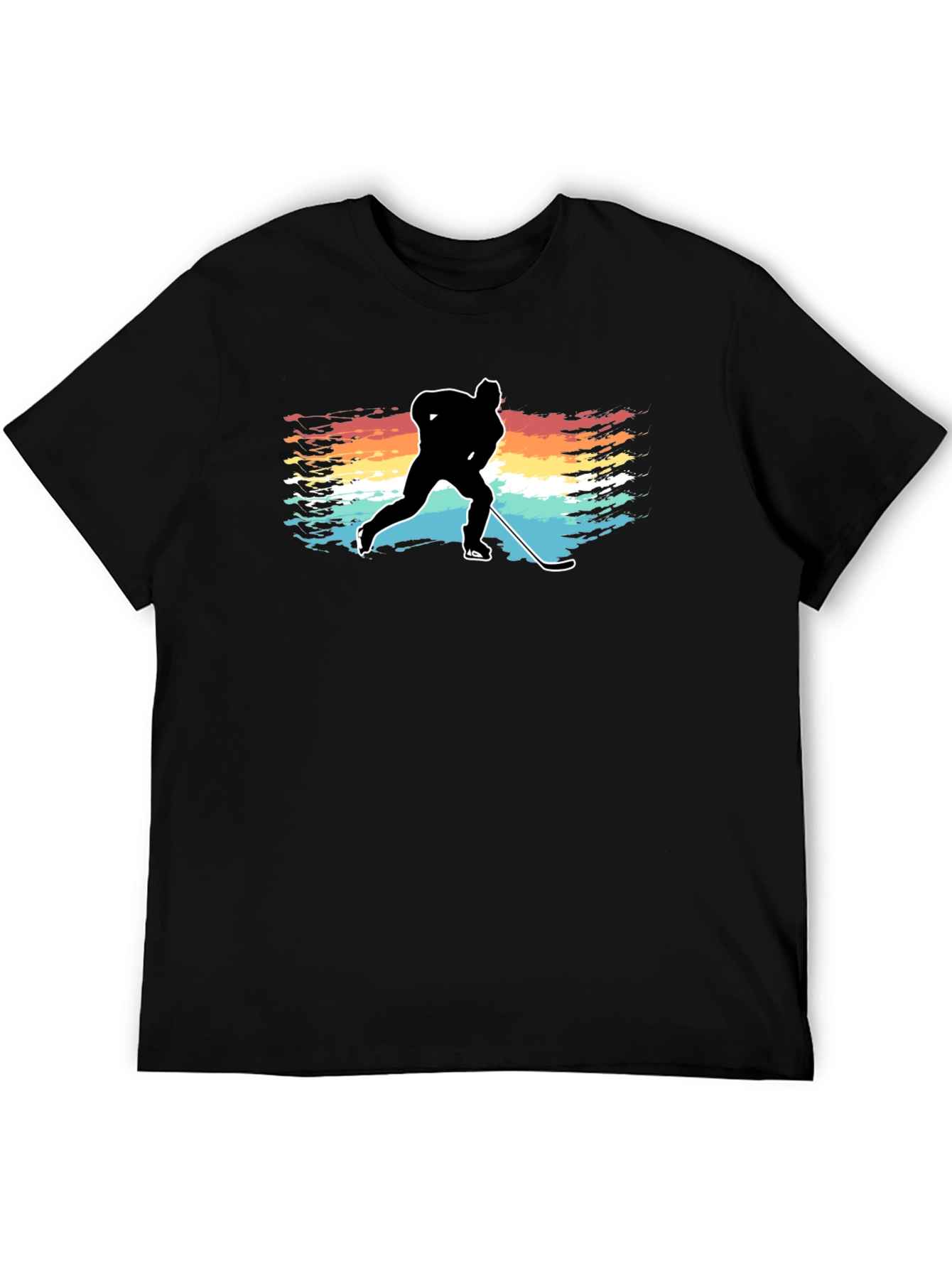 Hockey Player Silhouette T-Shirt Retro Style