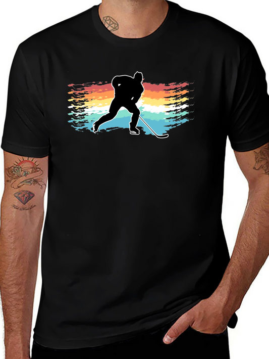 Hockey Player Silhouette T-Shirt Retro Style