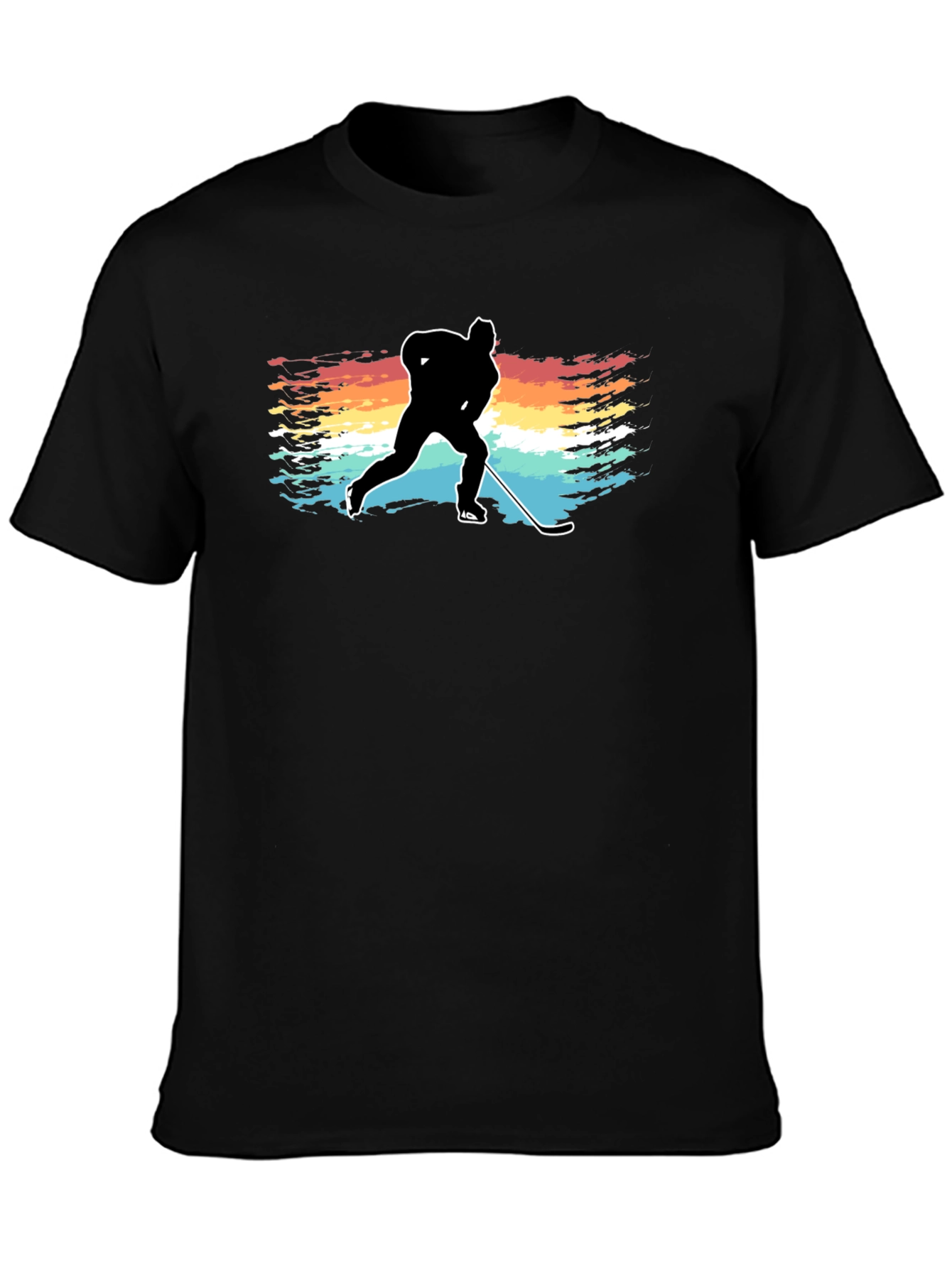 Hockey Player Silhouette T-Shirt Retro Style