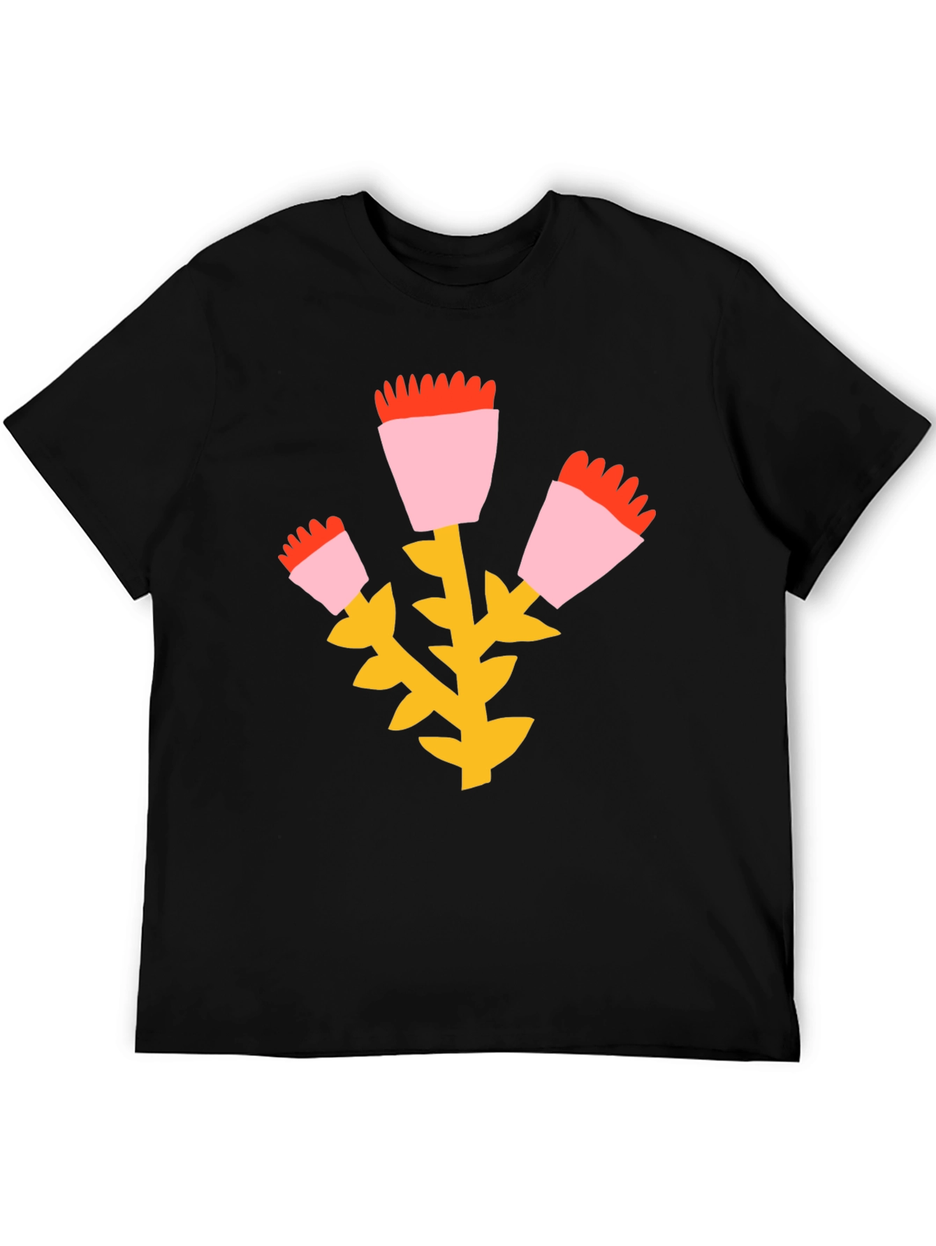 Floral Graphic Print Black T-Shirt