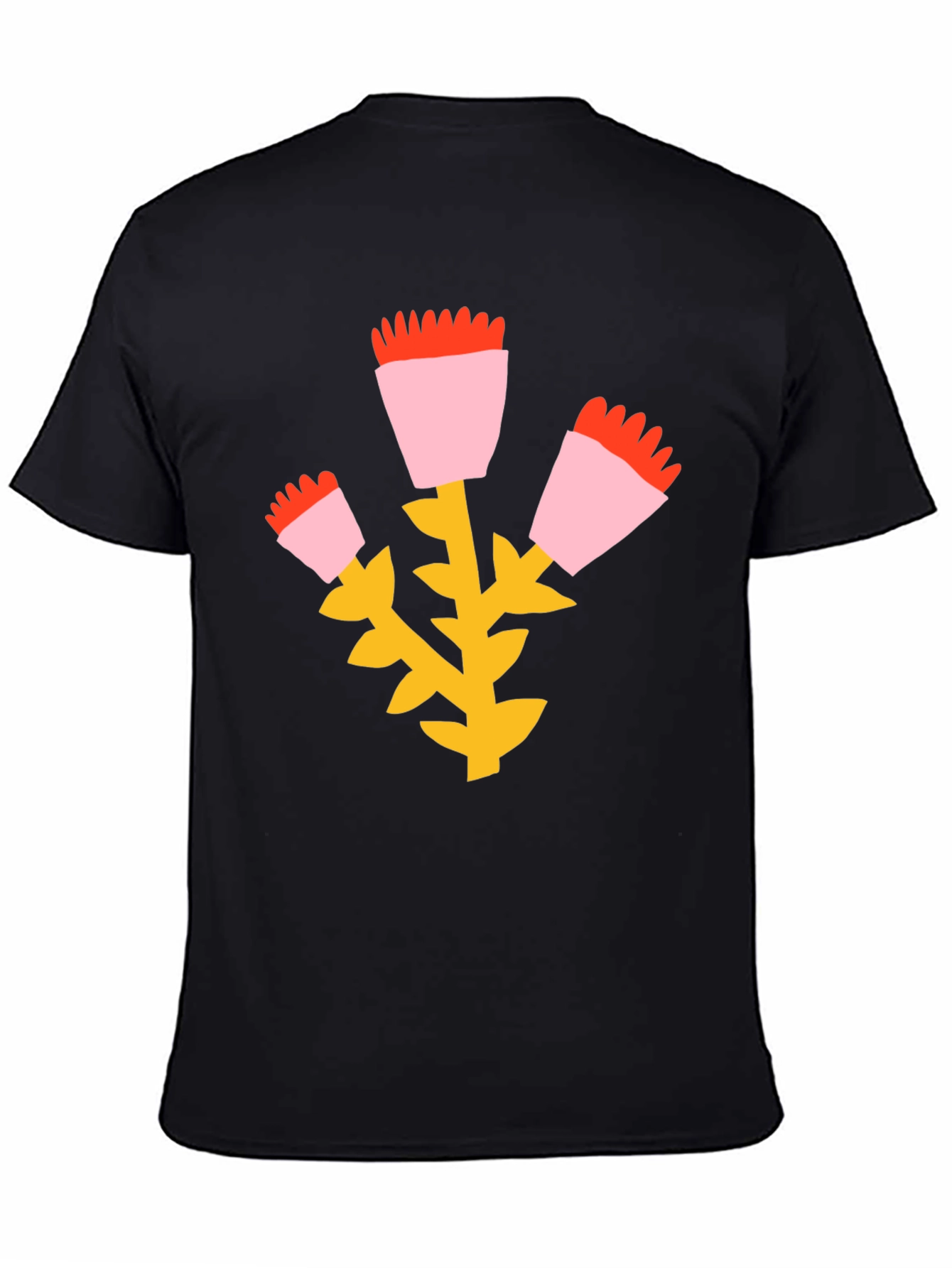 Floral Graphic Print Black T-Shirt