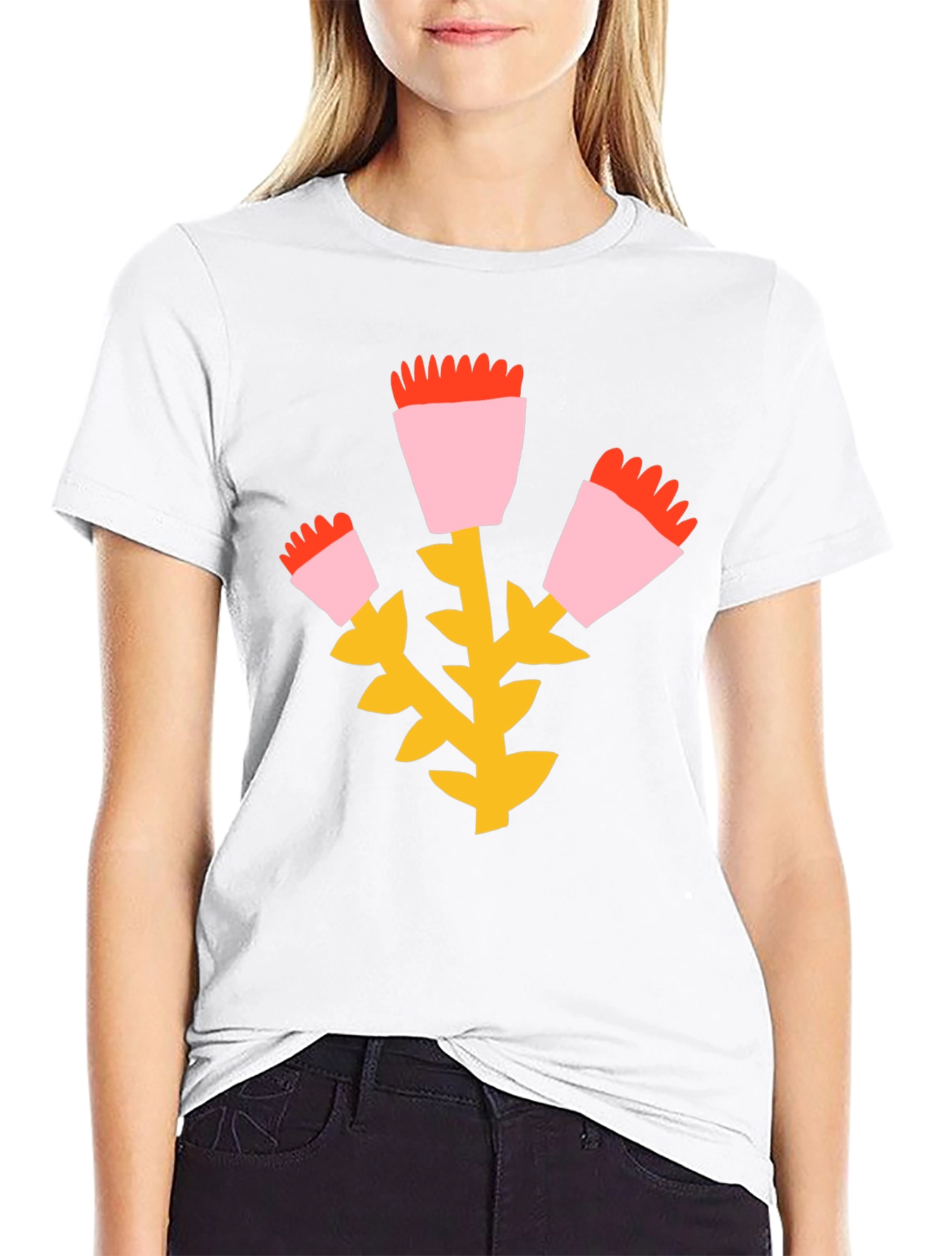 Floral Graphic Print Black T-Shirt