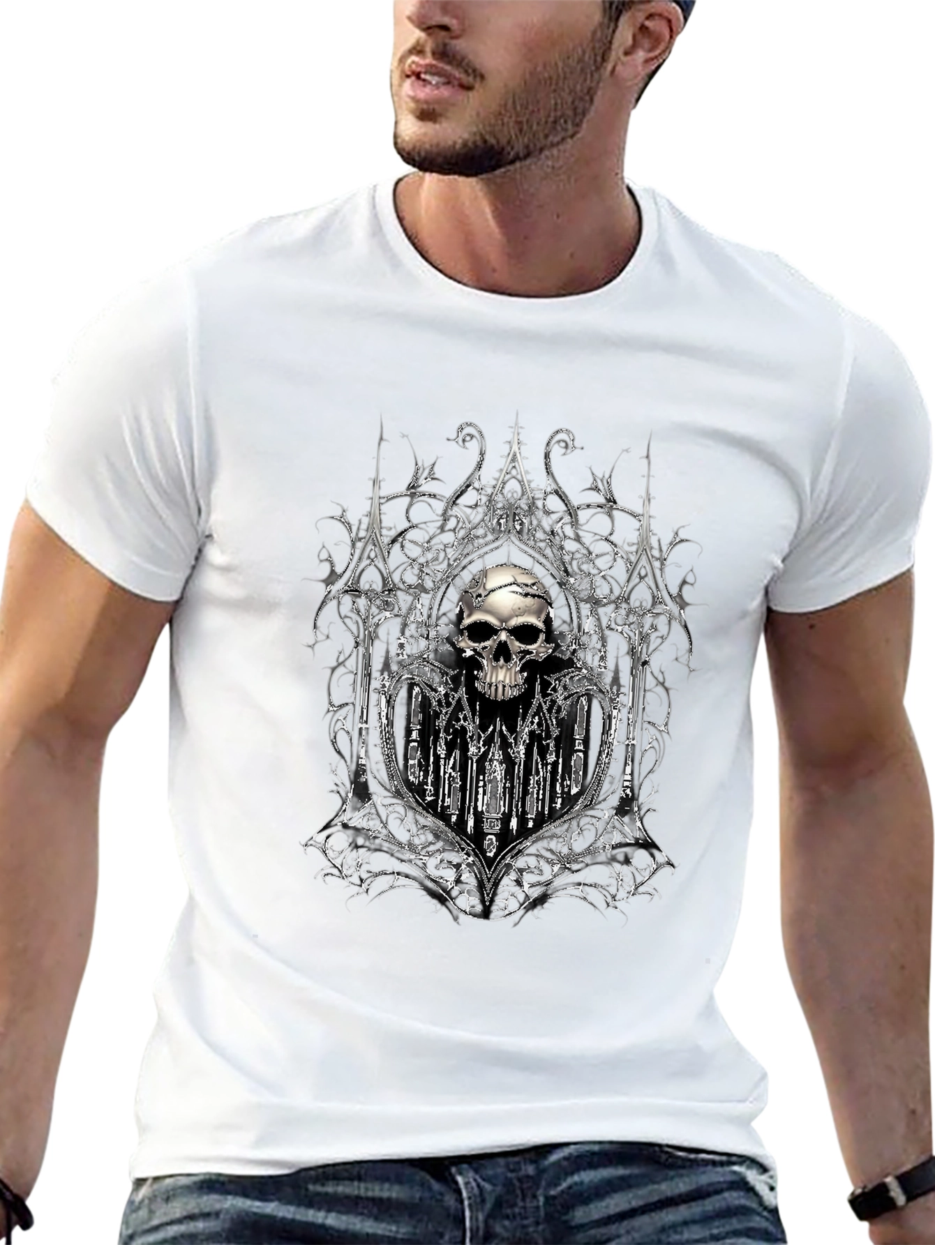 Gothic Skull Graphic Tee - Dark Style Shirt