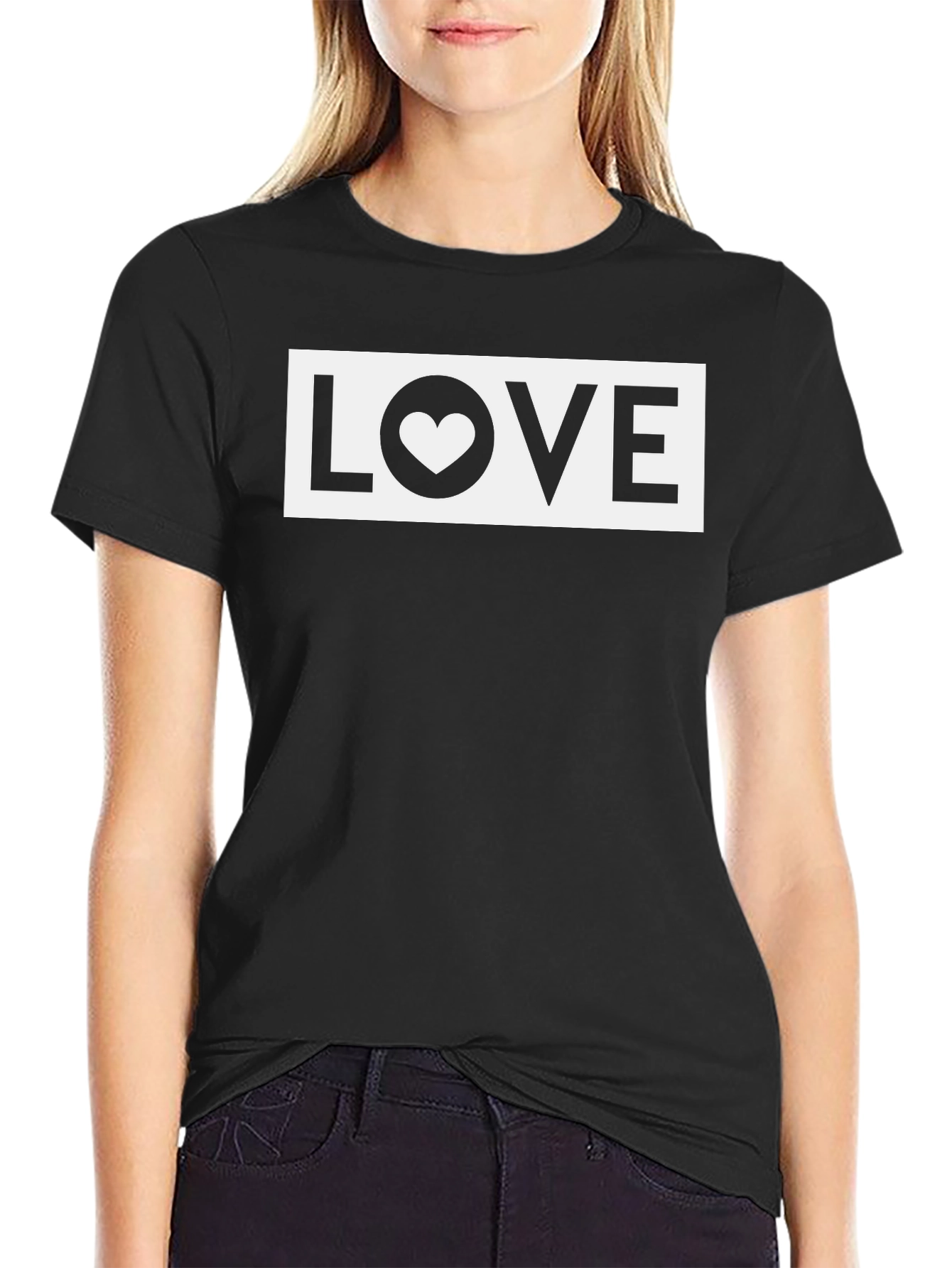 Love Heart Graphic T-Shirt - Black