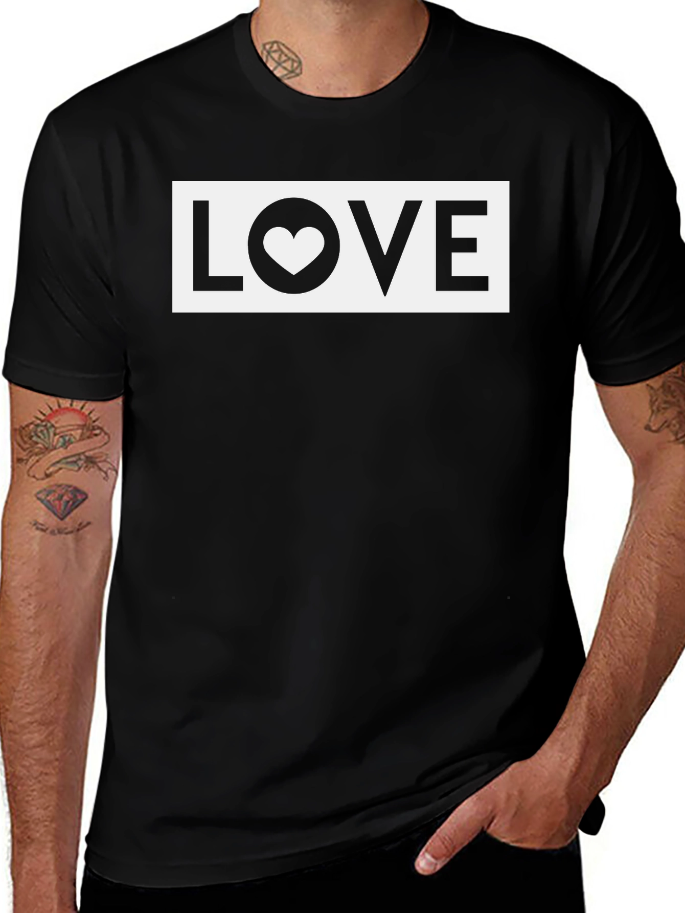 Love Heart Graphic T-Shirt - Black