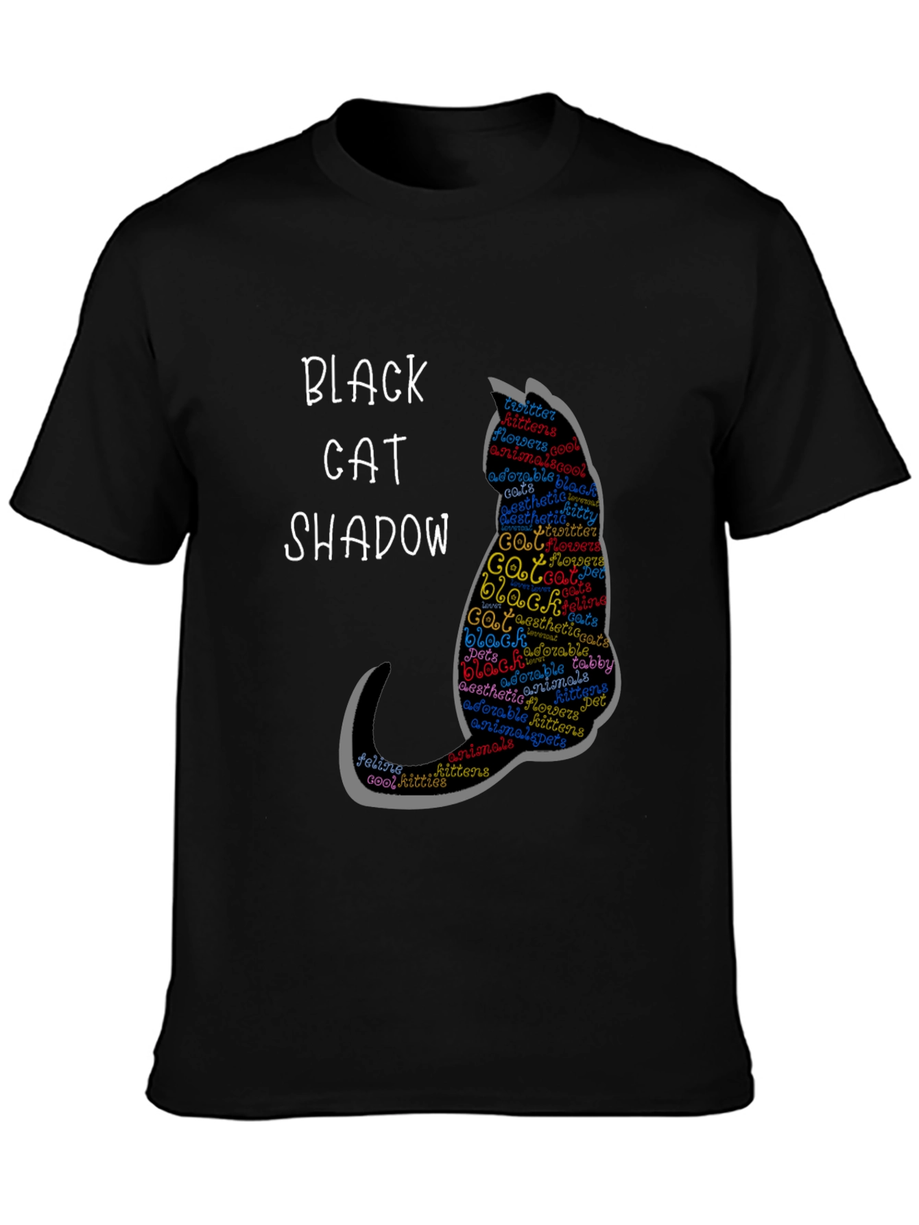 Black Cat Shadow Graphic T-Shirt