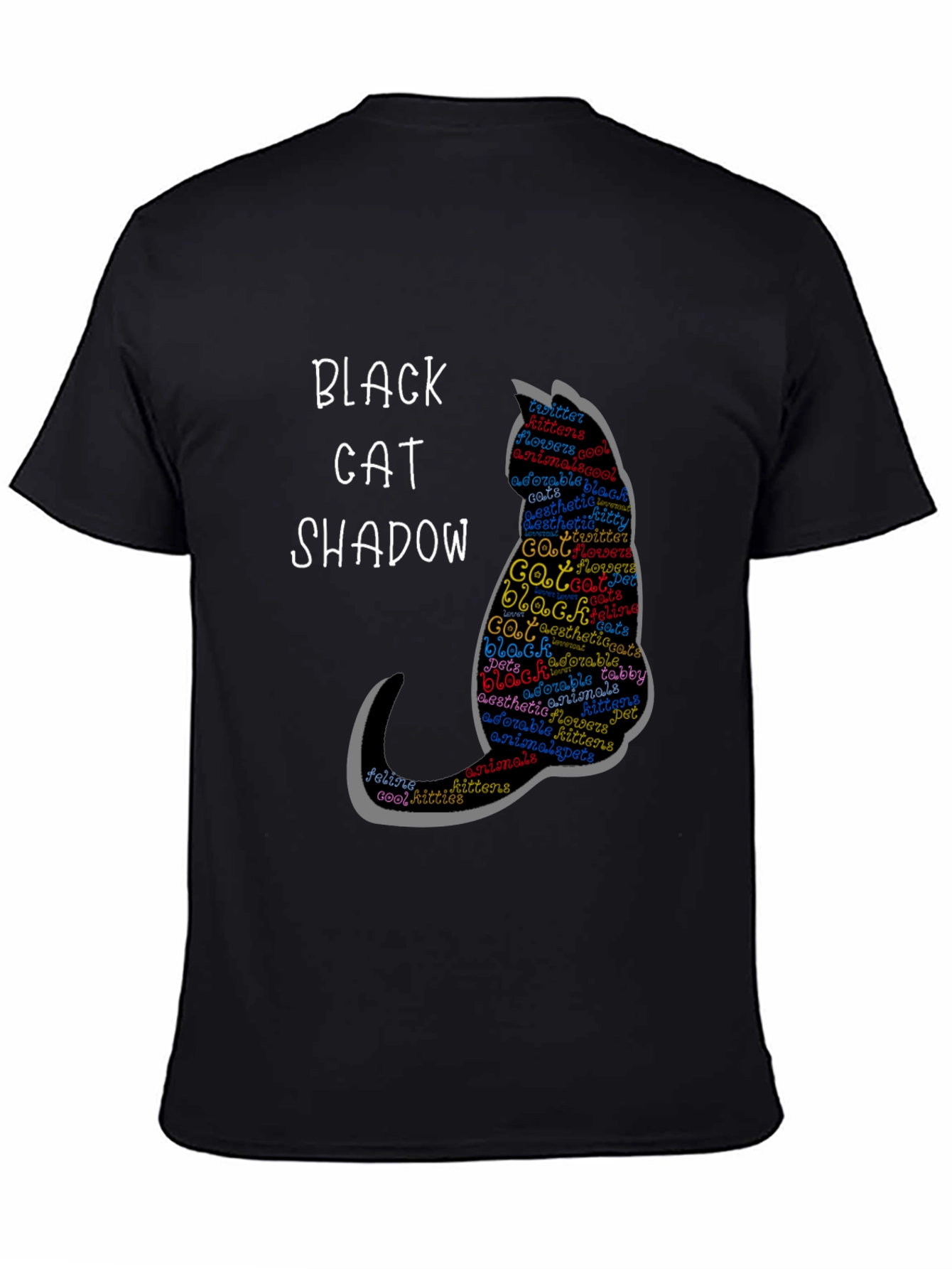 Black Cat Shadow Graphic T-Shirt