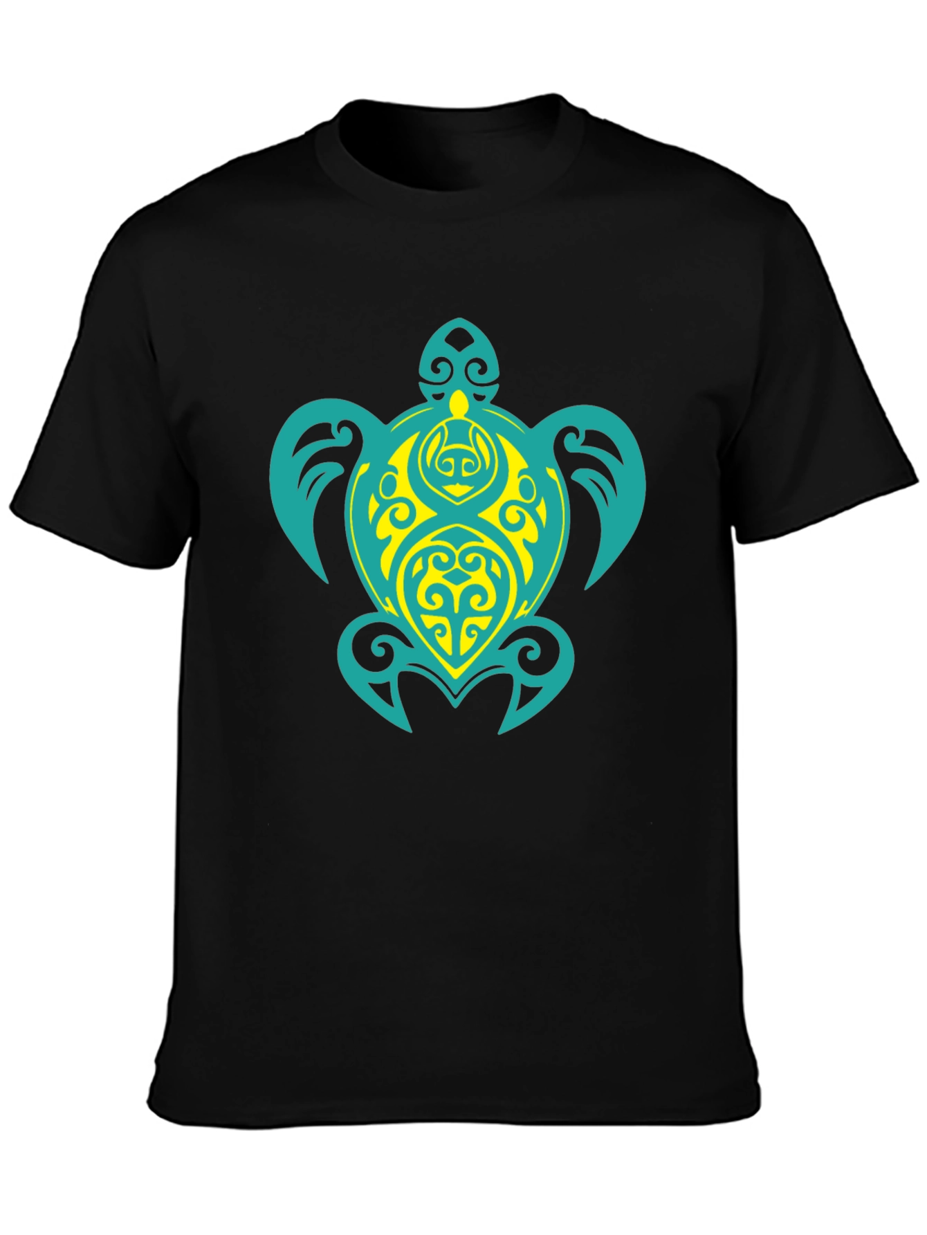 Turtle Graphic Tee - Black Cotton Blend T-Shirt