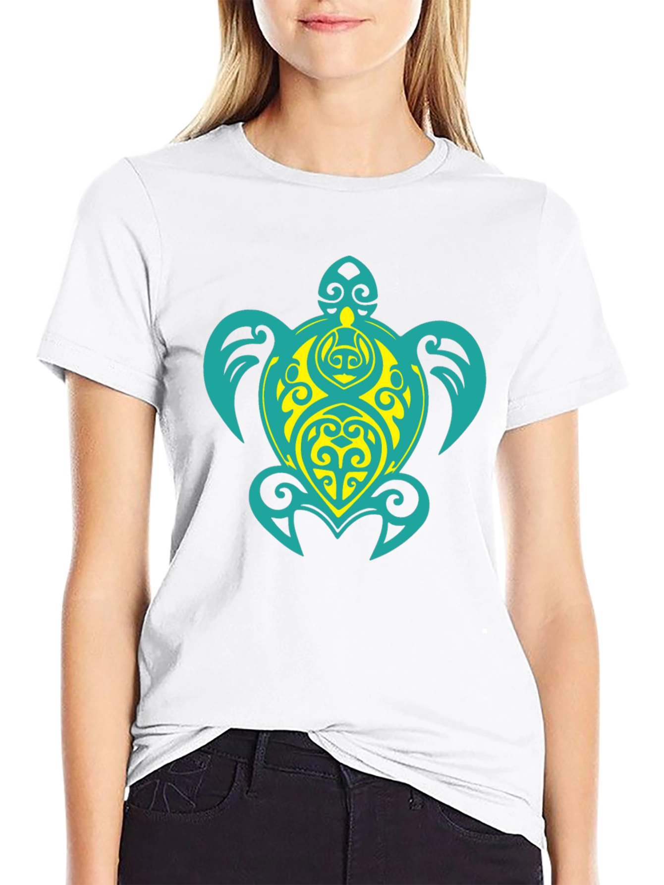 Turtle Graphic Tee - Black Cotton Blend T-Shirt