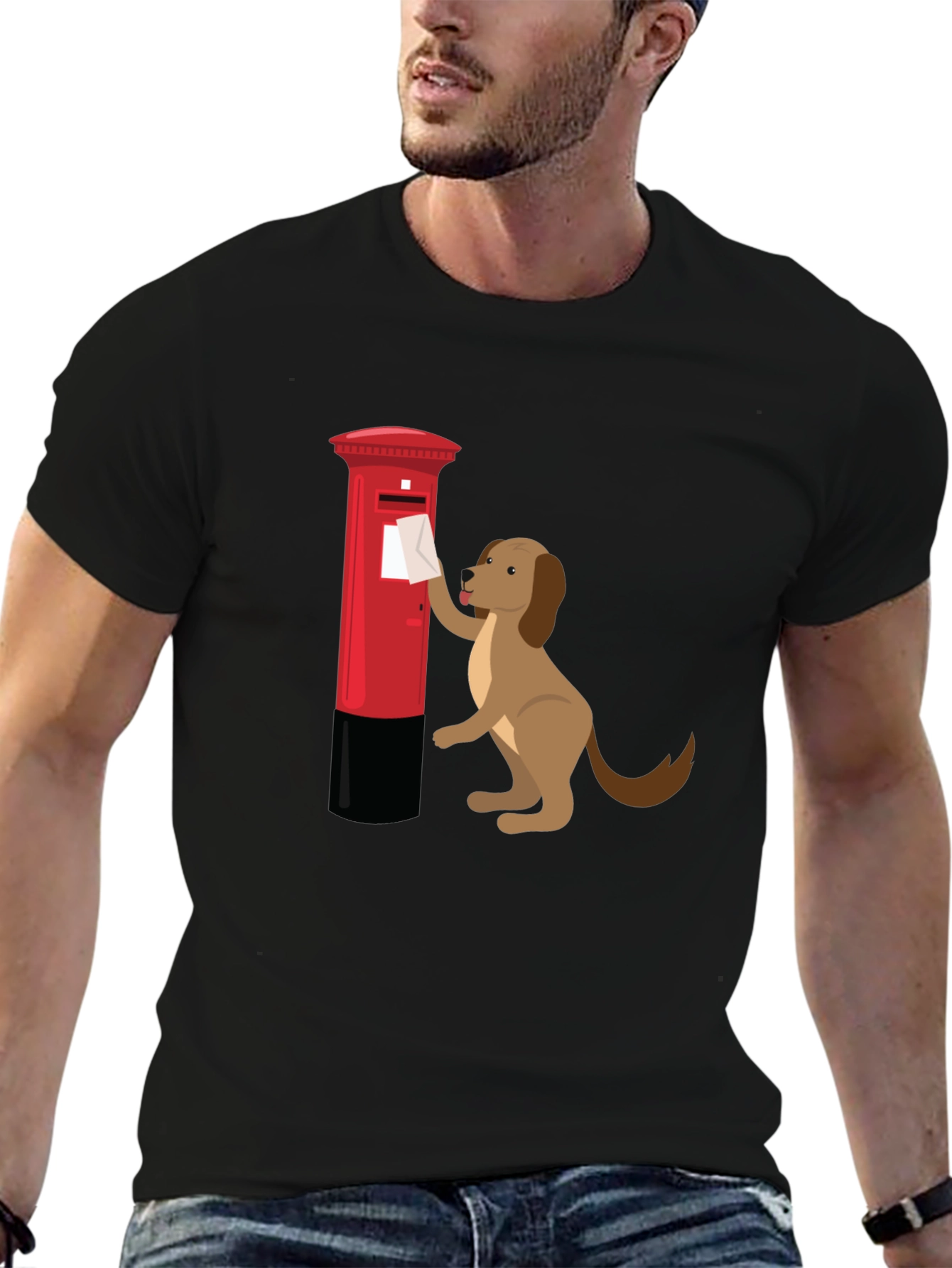 Dog Posting Letter Graphic T-Shirt