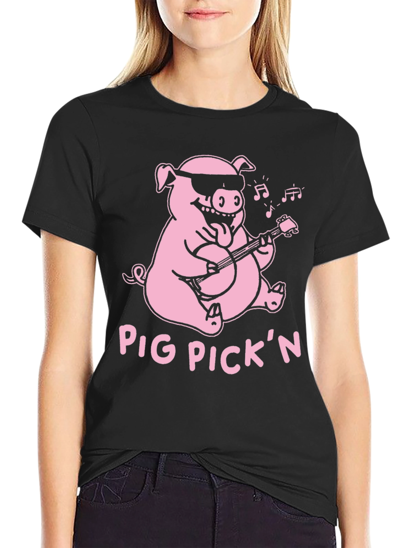 Pig Pickin Graphic Tee - Black Cotton T-Shirt