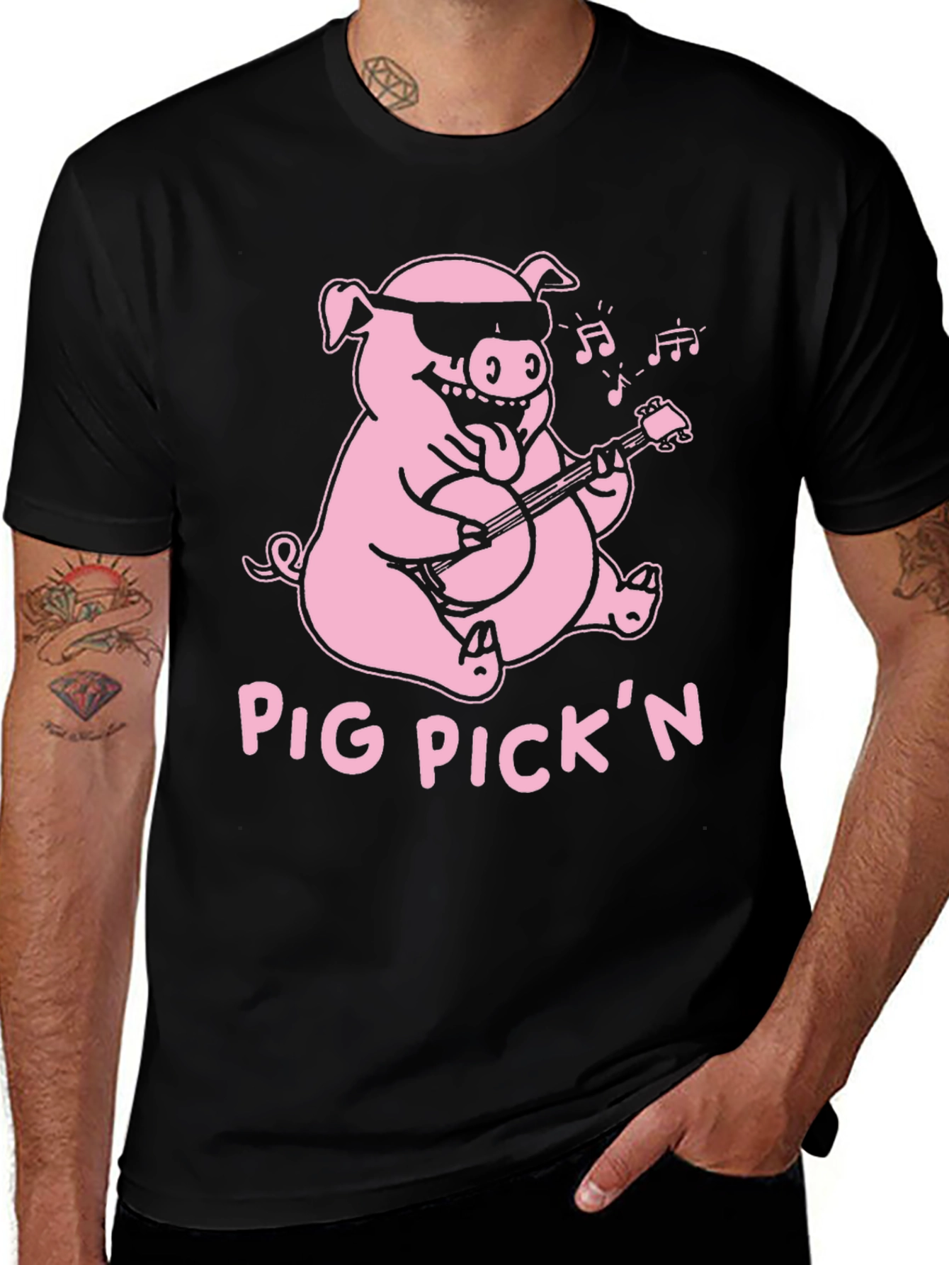 Pig Pickin Graphic Tee - Black Cotton T-Shirt
