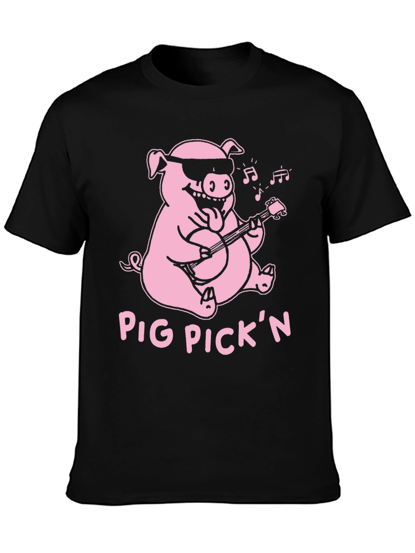 Pig Pickin Graphic Tee - Black Cotton T-Shirt