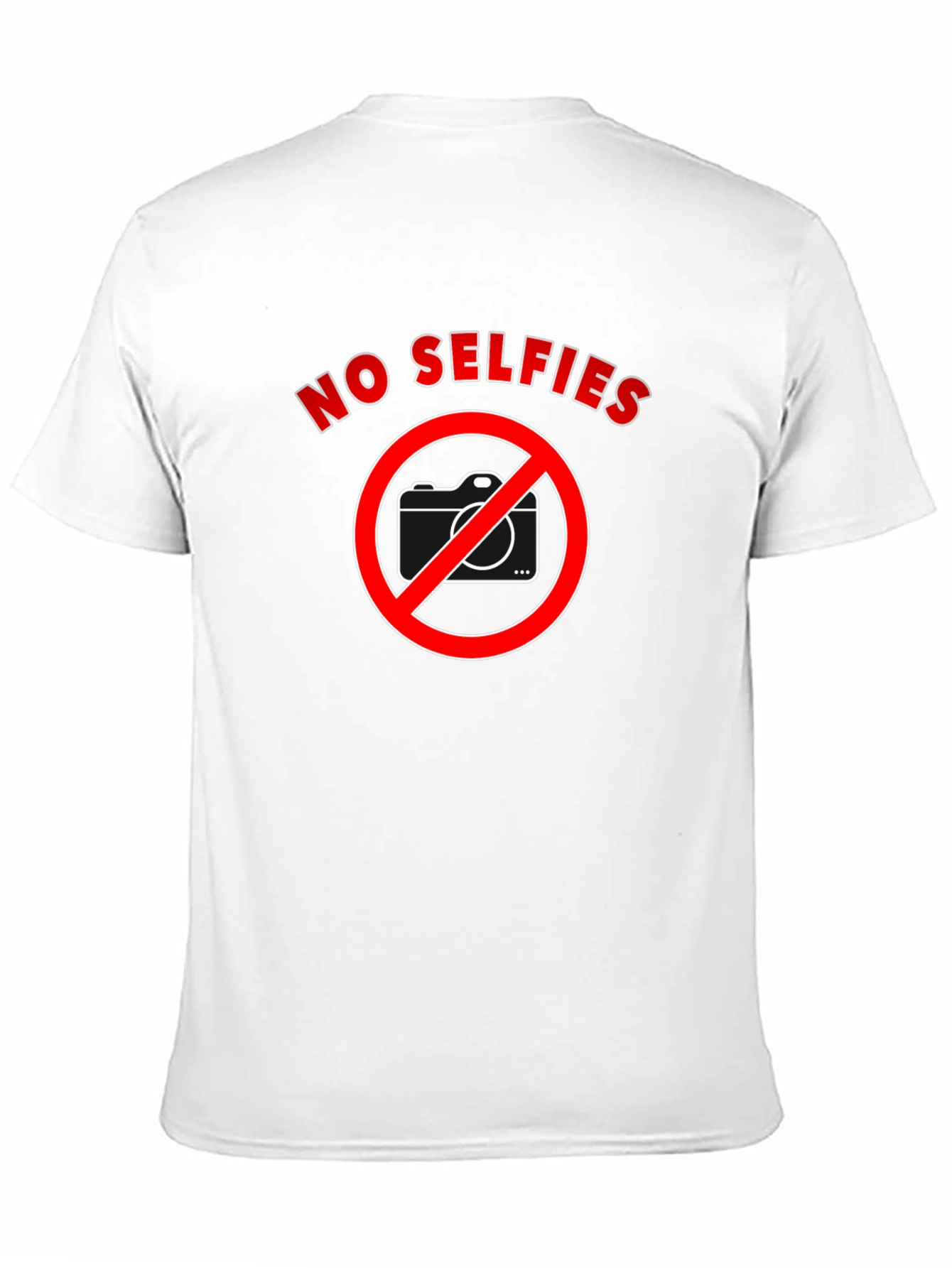 No Selfies T-Shirt - Black Cotton Crew Neck