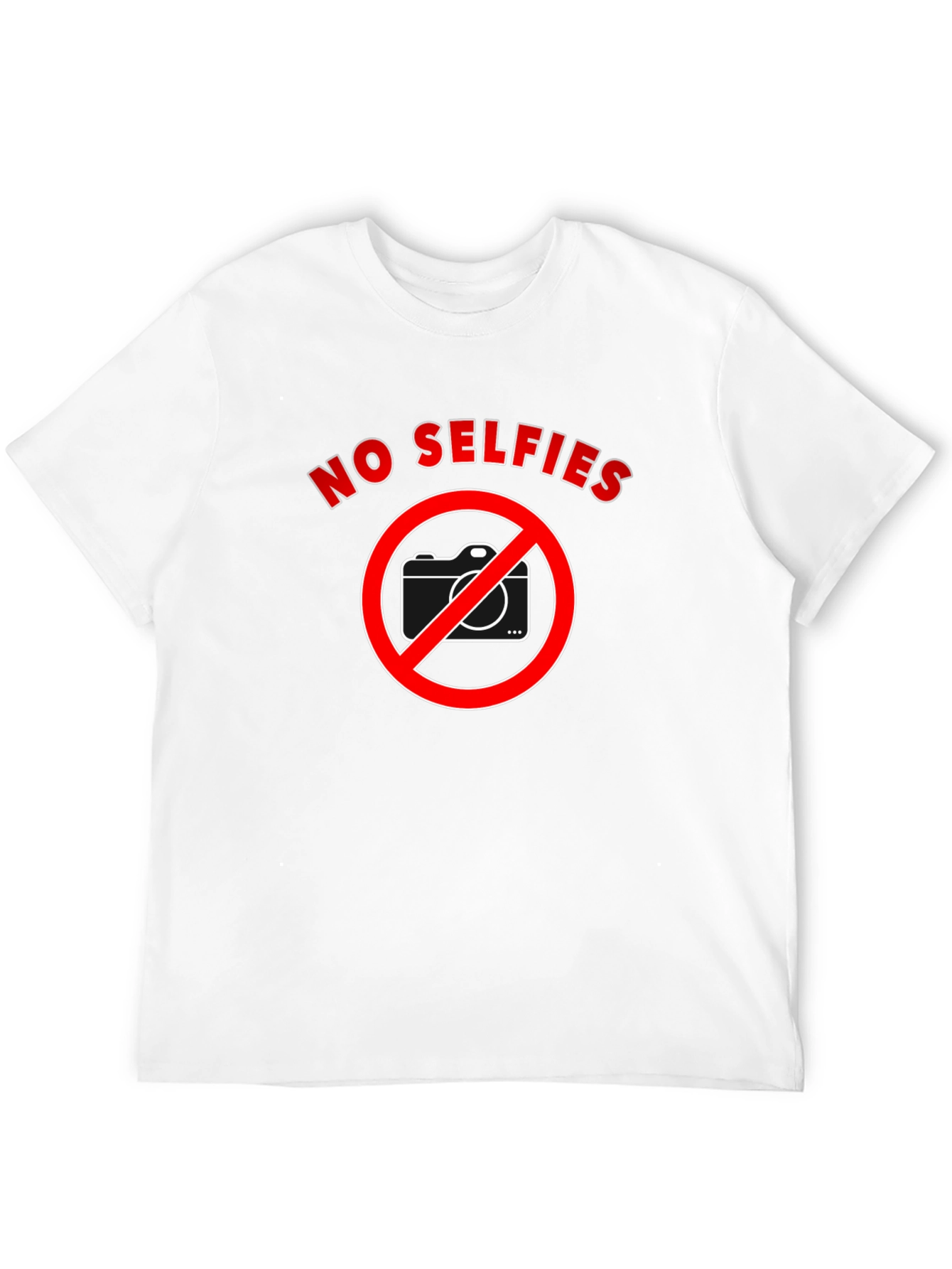 No Selfies T-Shirt - Black Cotton Crew Neck