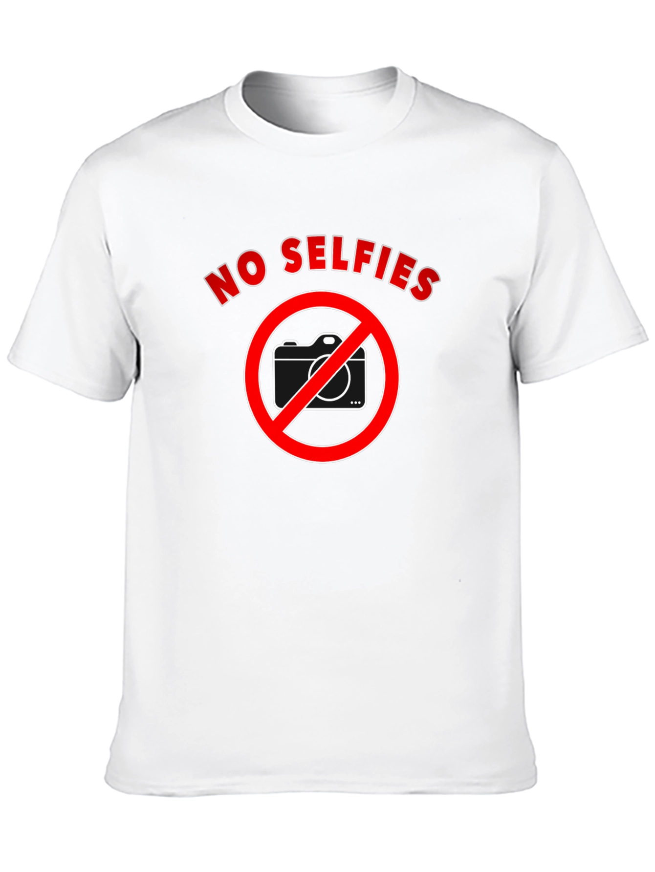No Selfies T-Shirt - Black Cotton Crew Neck
