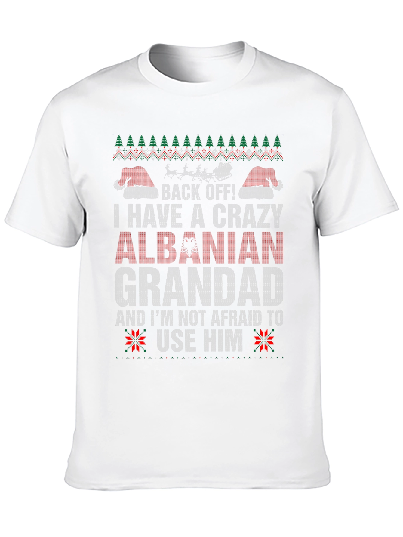 Crazy Albanian Grandad Ugly Christmas Sweater T-Shirt